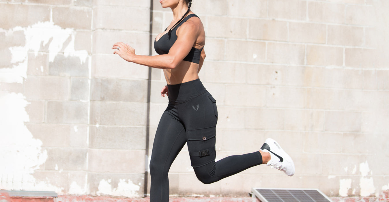 A woman wearing Firm abs activewear