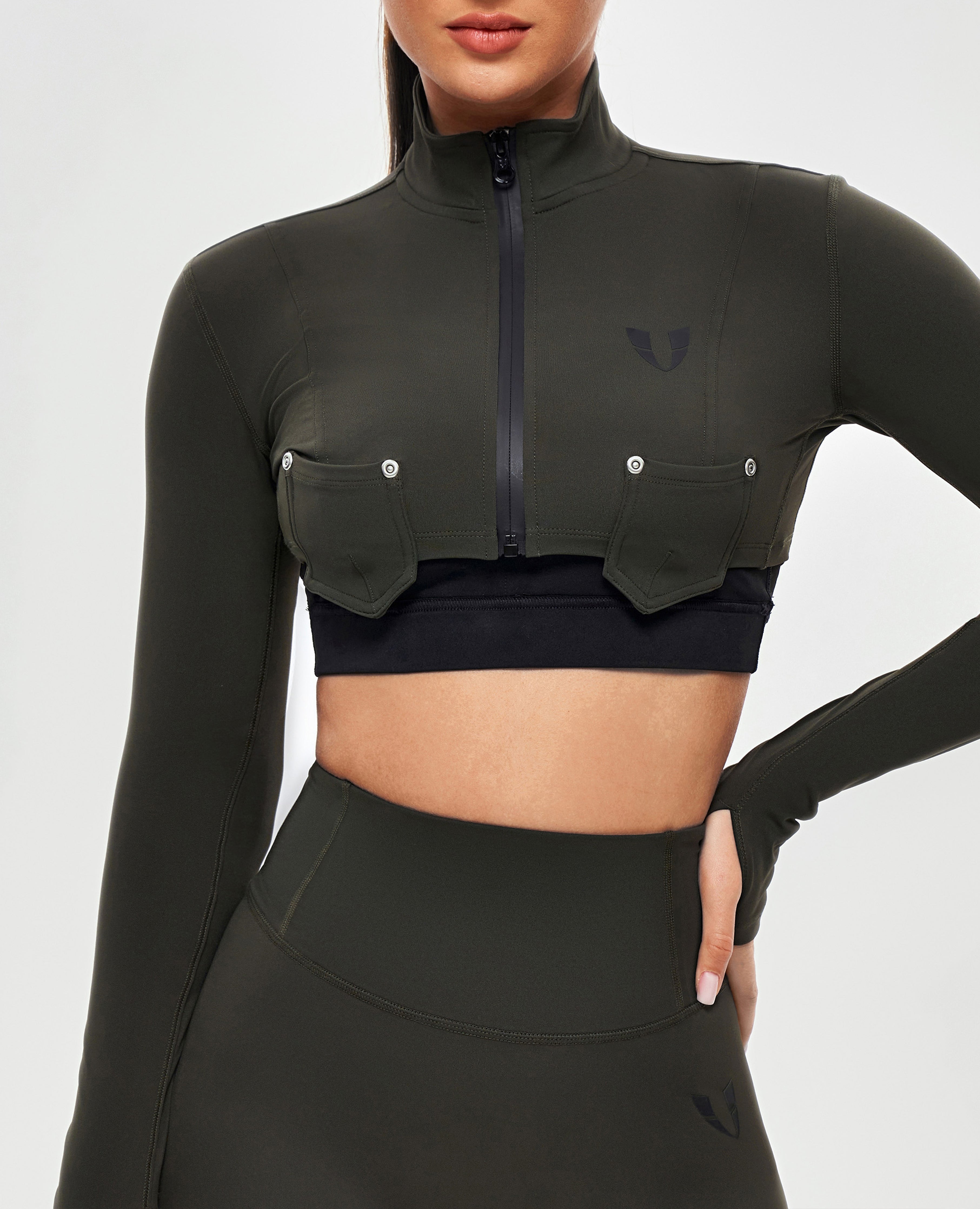 Firmabs Crop Top Long Sleeve - Dark Green
