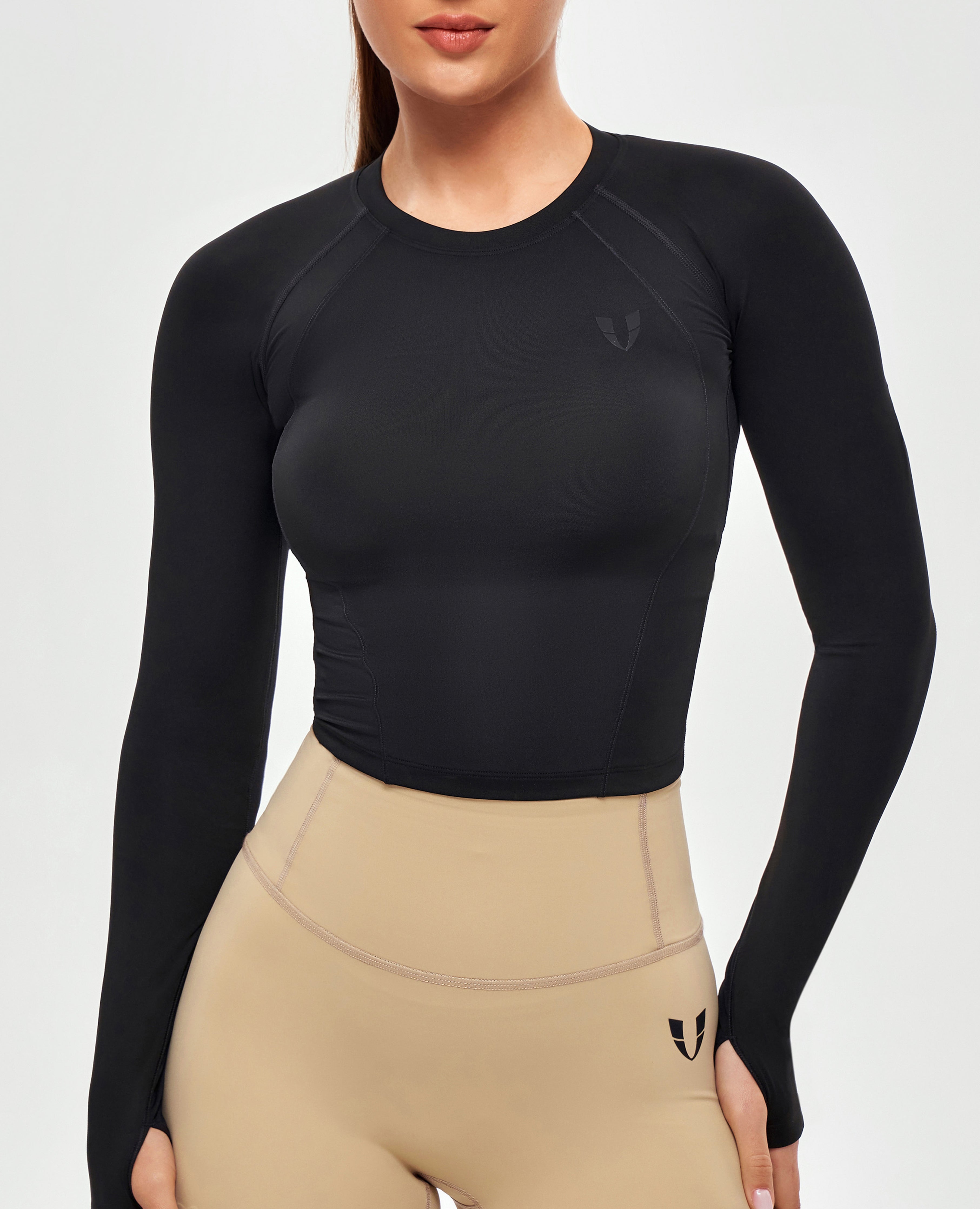 Crop top à manches longues - noir