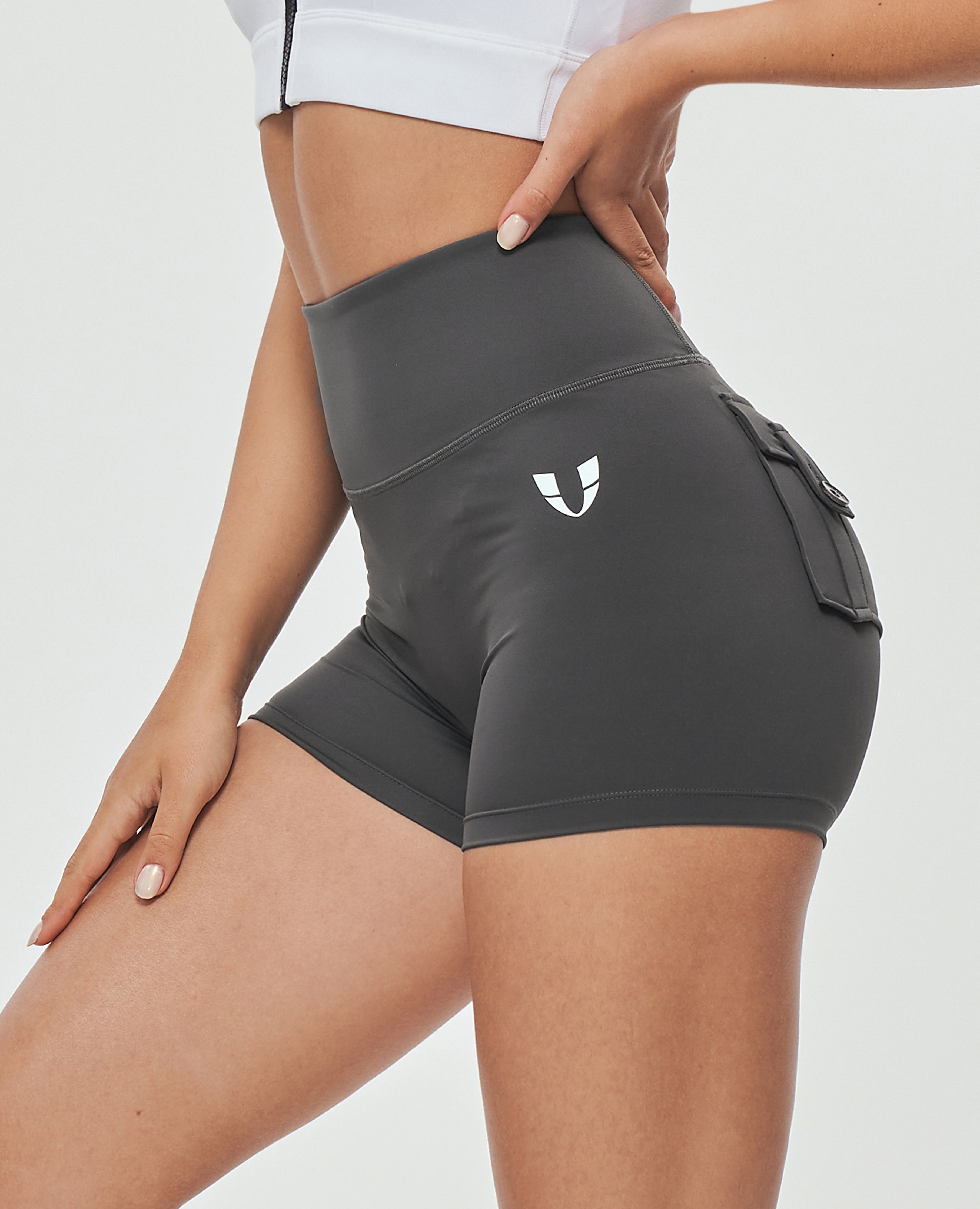 Hoge taille vrachtshorts - grijs