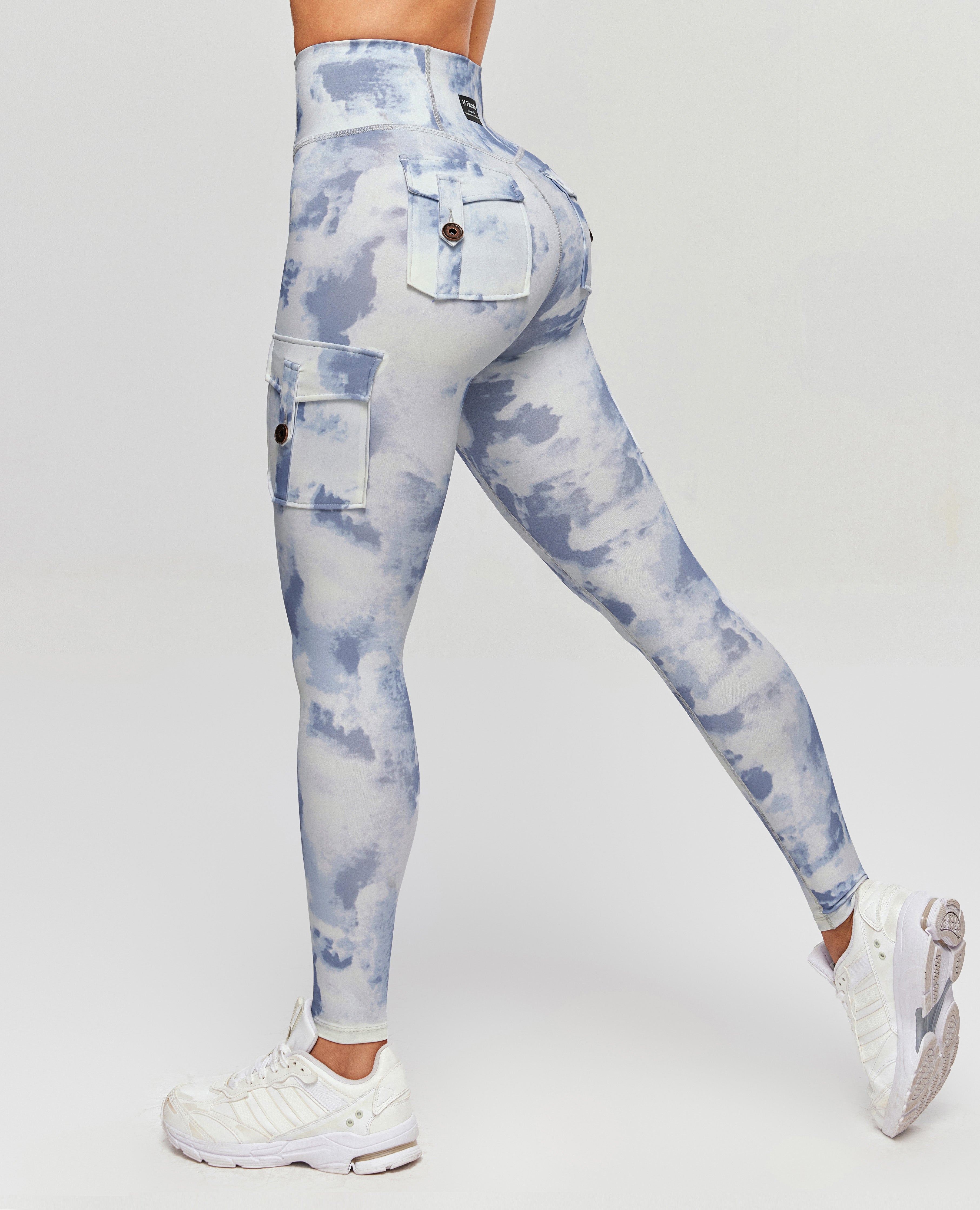 Hochverzerrte Leggings - Graublau -Gradient