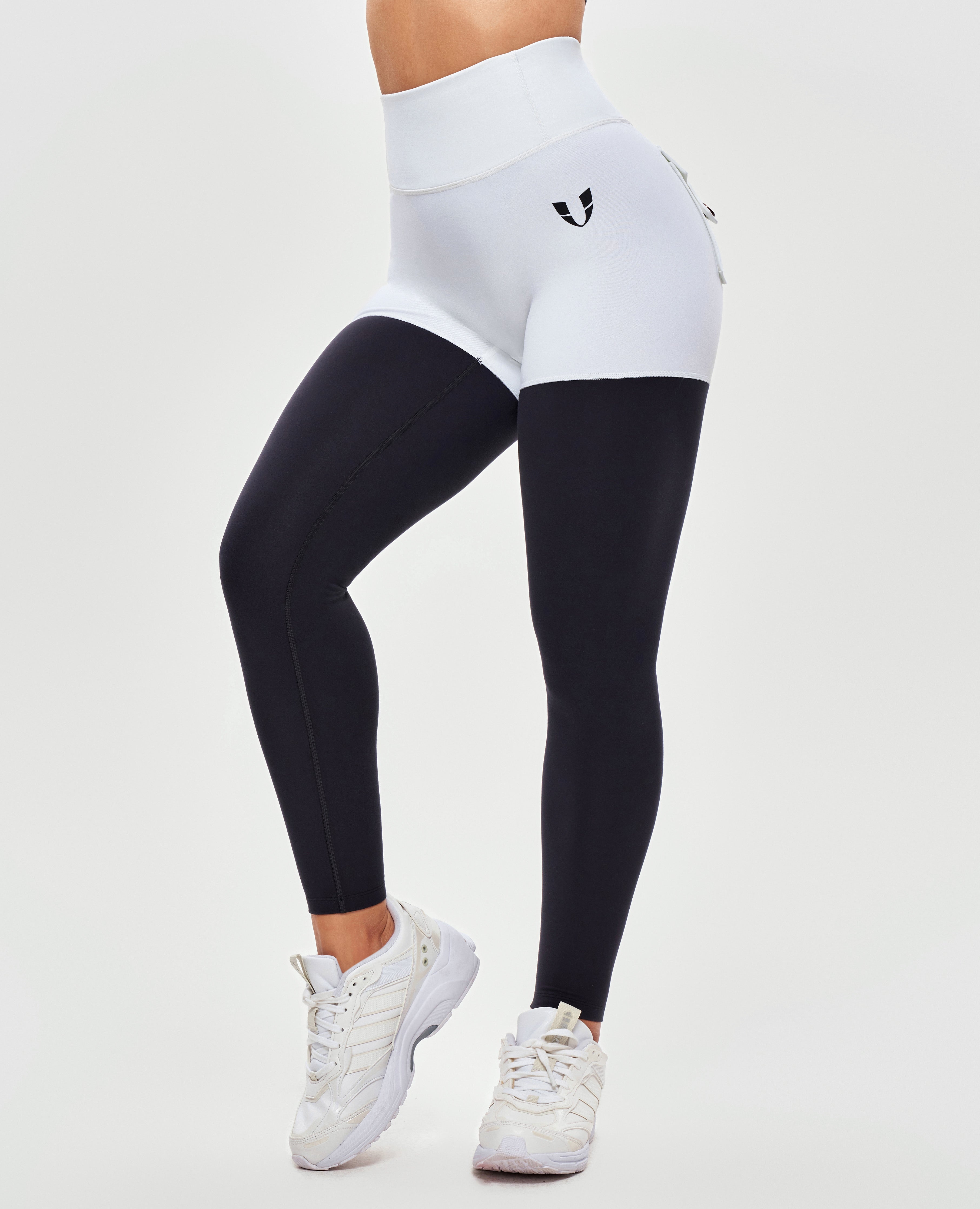 Leggings athlétiques cargo - noir et blanc
