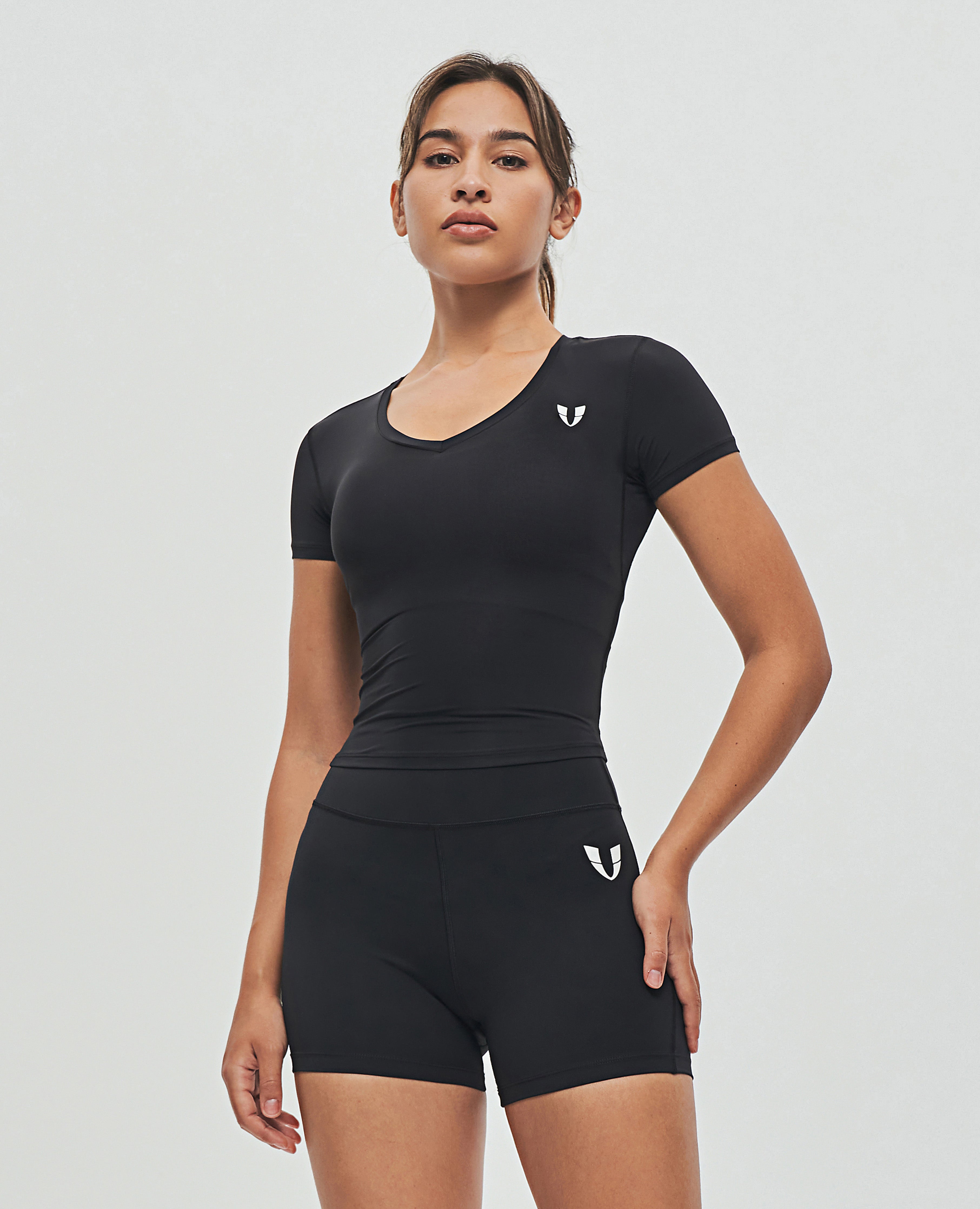 T-Shirt mit V-Neck-Training-schwarz
