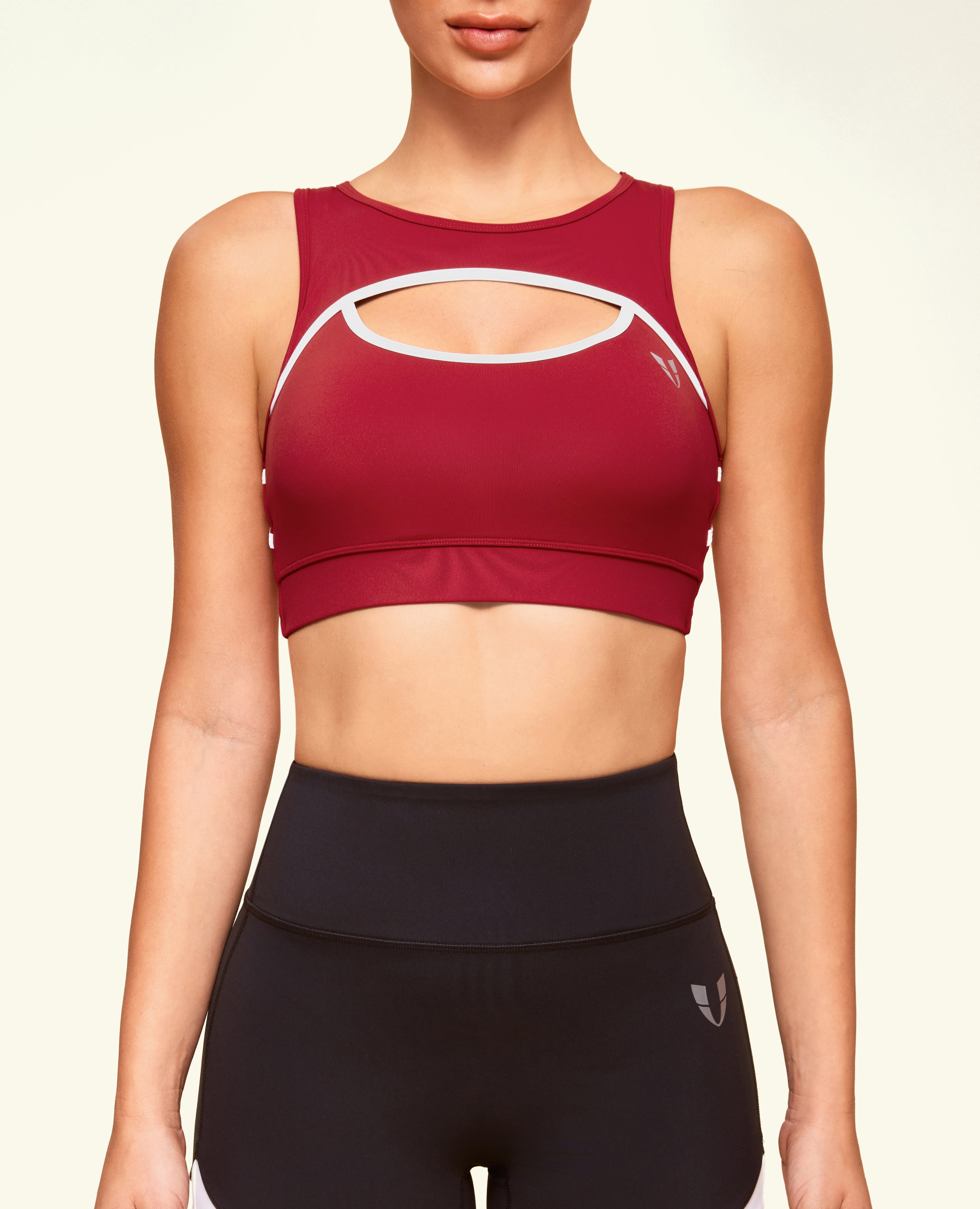 Hollow Active Sports Bra - Red Cranberry