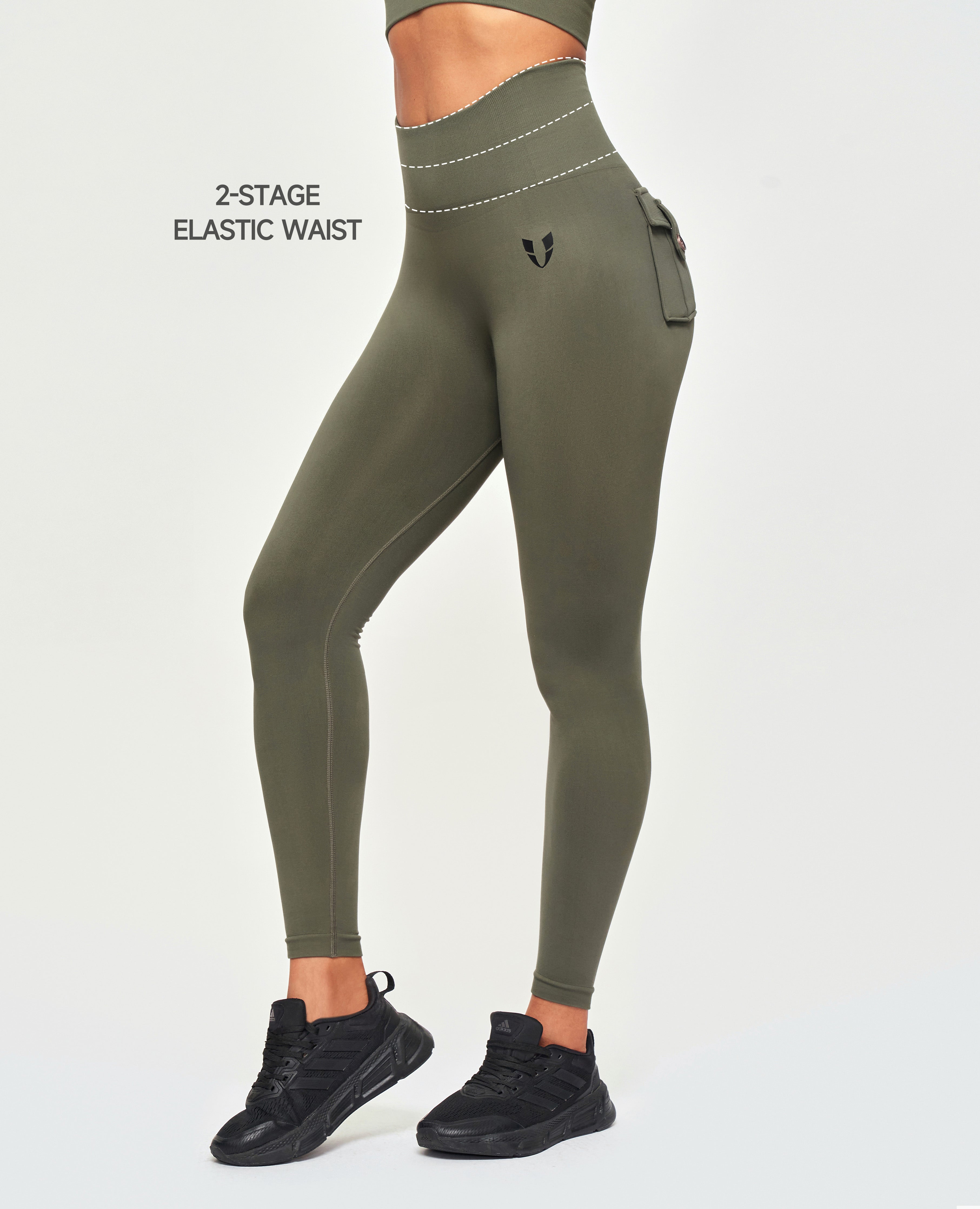 US Exclusive | Seamless Cargo Leggings - Olive Green