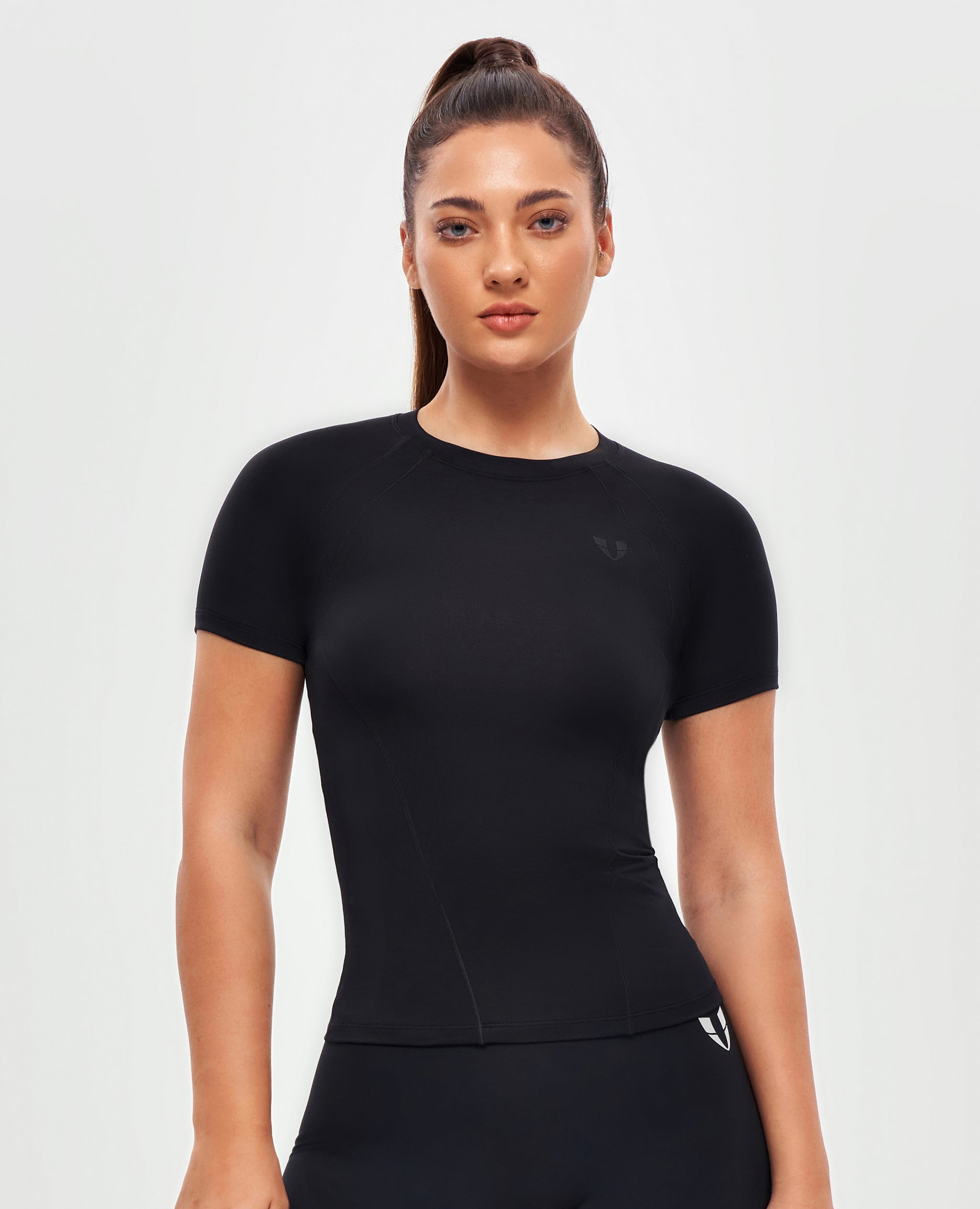 Round Neck Athletic Tshirt Black FIRM ABS