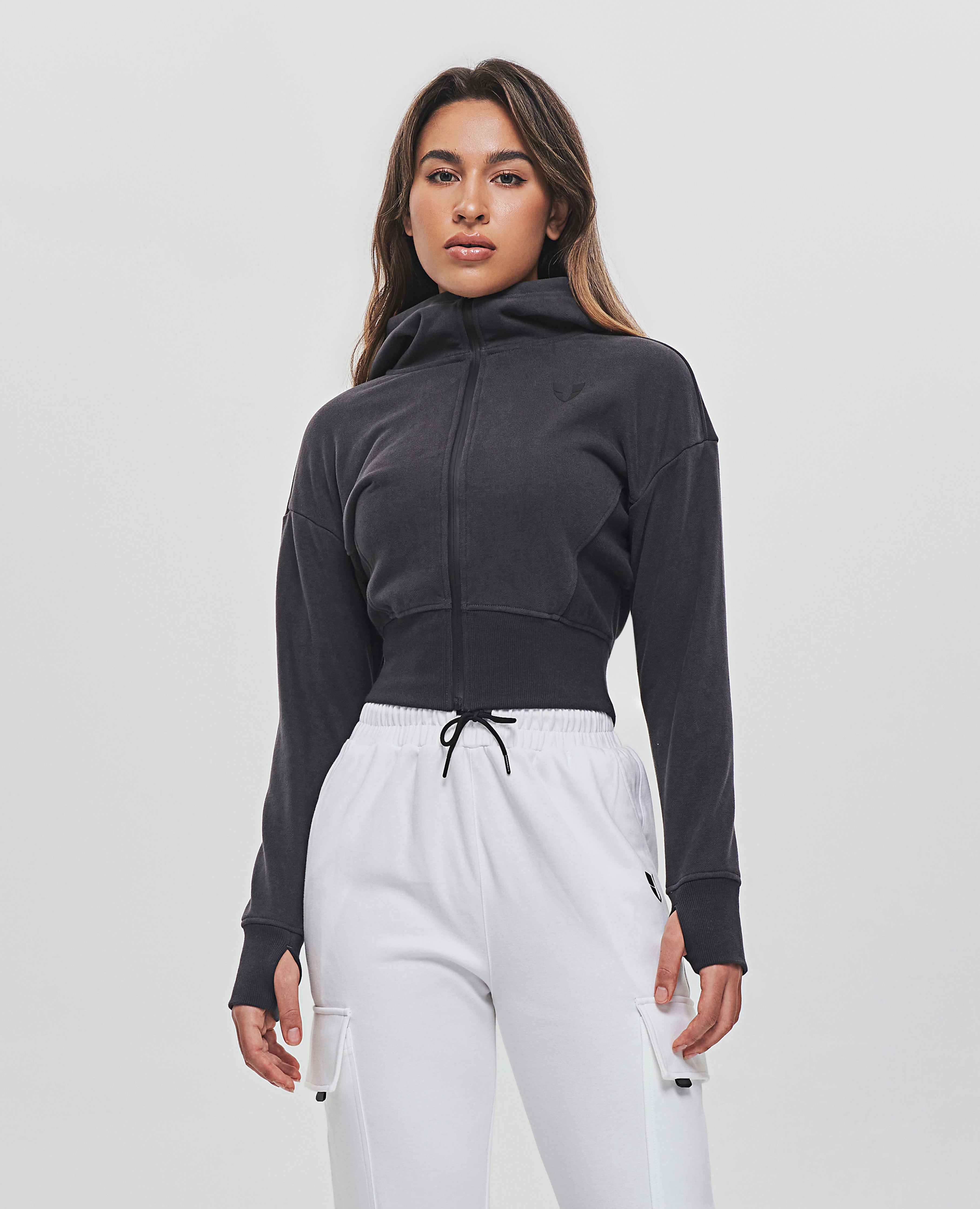 Full Zip Fleece Hoodie - Black