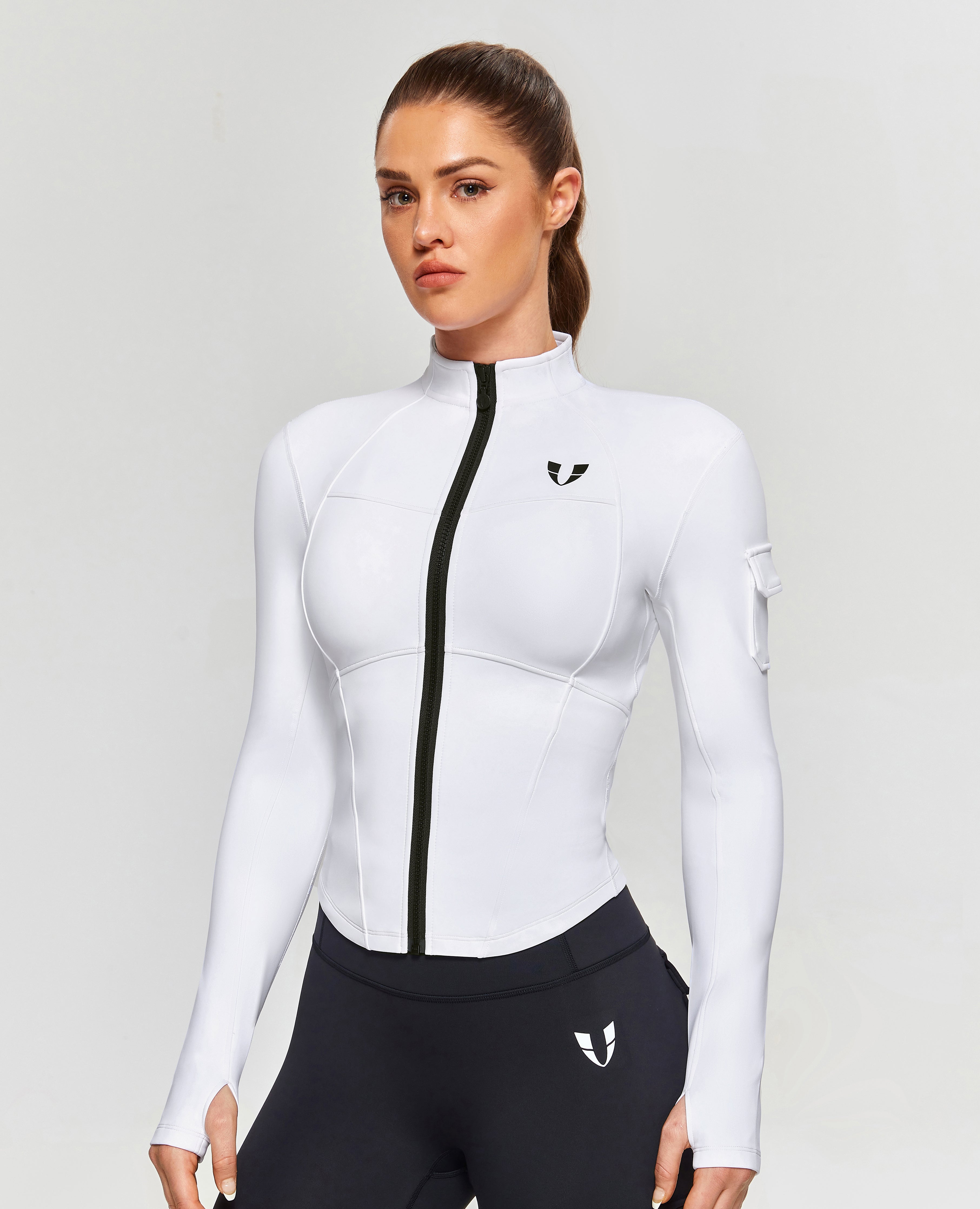Standkraagfitness Moto jas - Wit