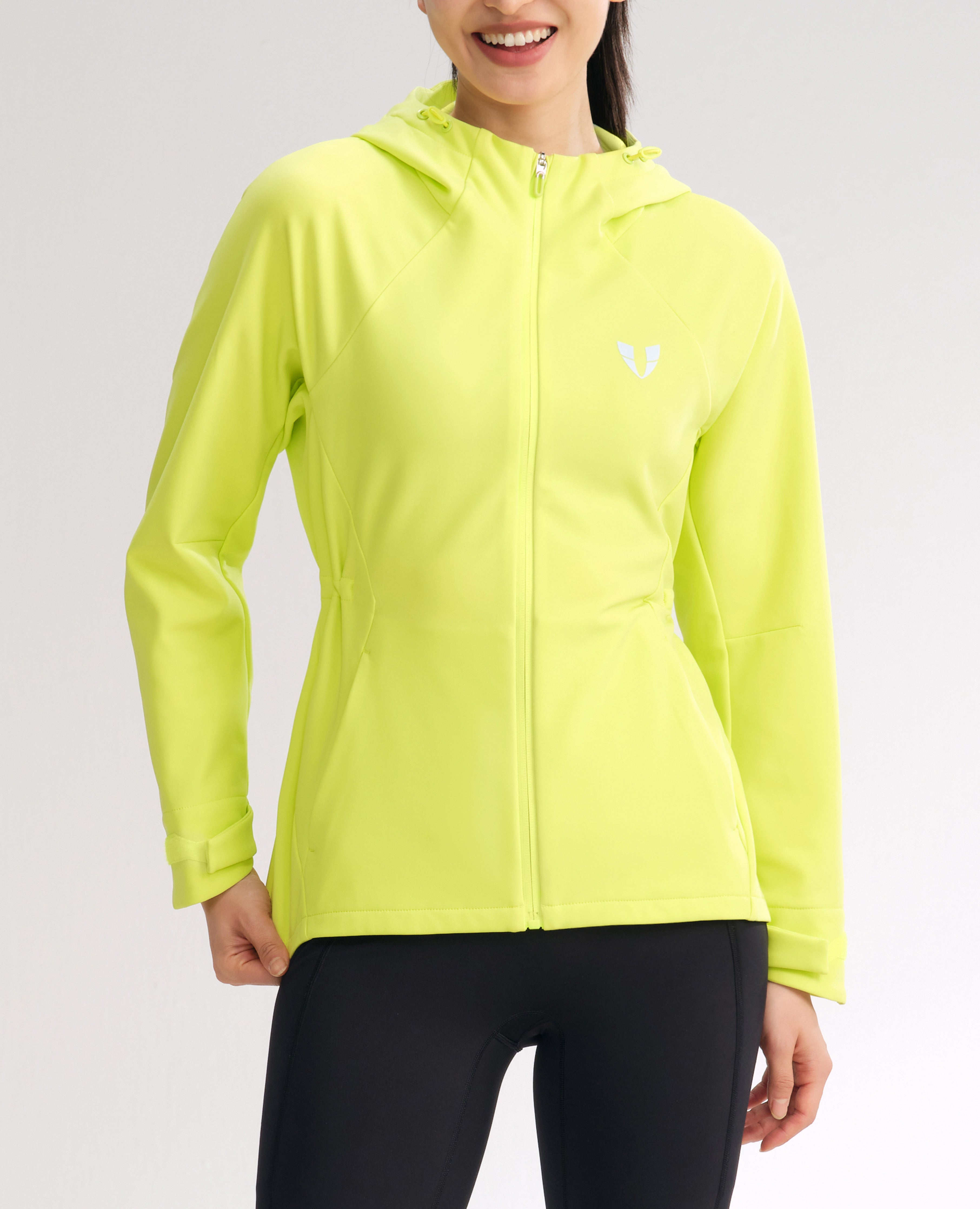 firmabs Fleece Lined Zip Up Hoodie Jacket Lemon Yellow