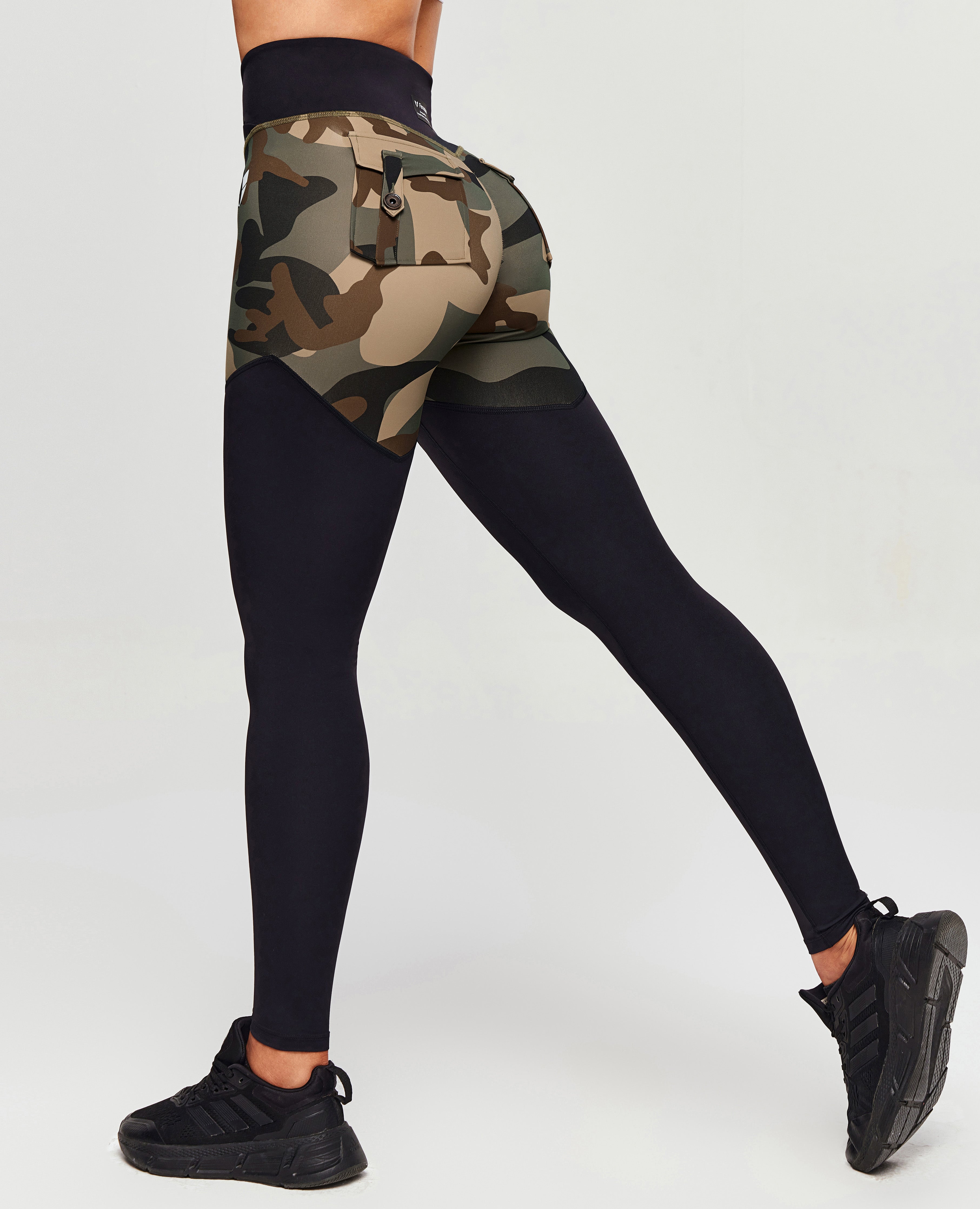 V -WAIST Gym Leggings - Coffee Camo