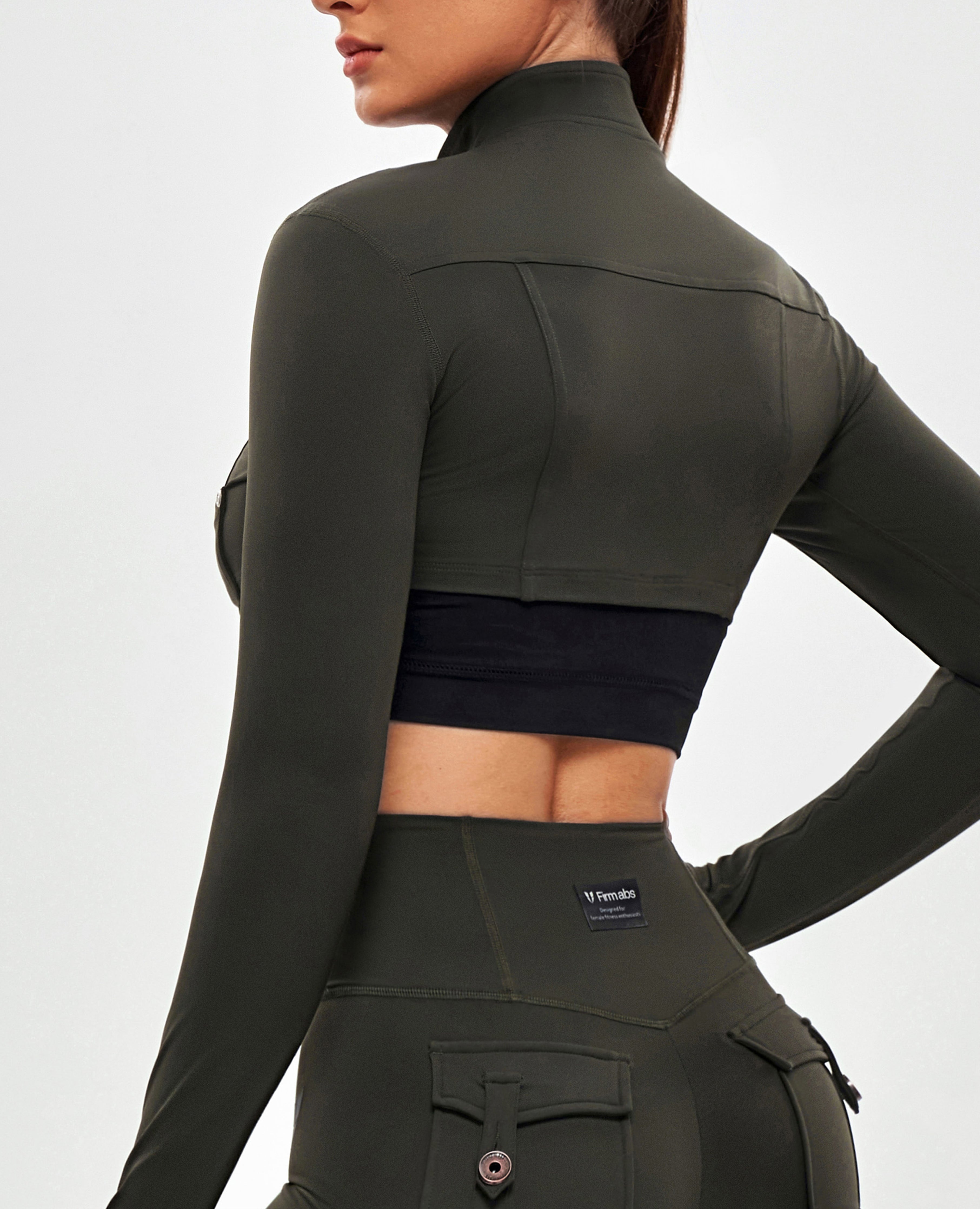 Firmabs Crop Top Long Sleeve - Dark Green