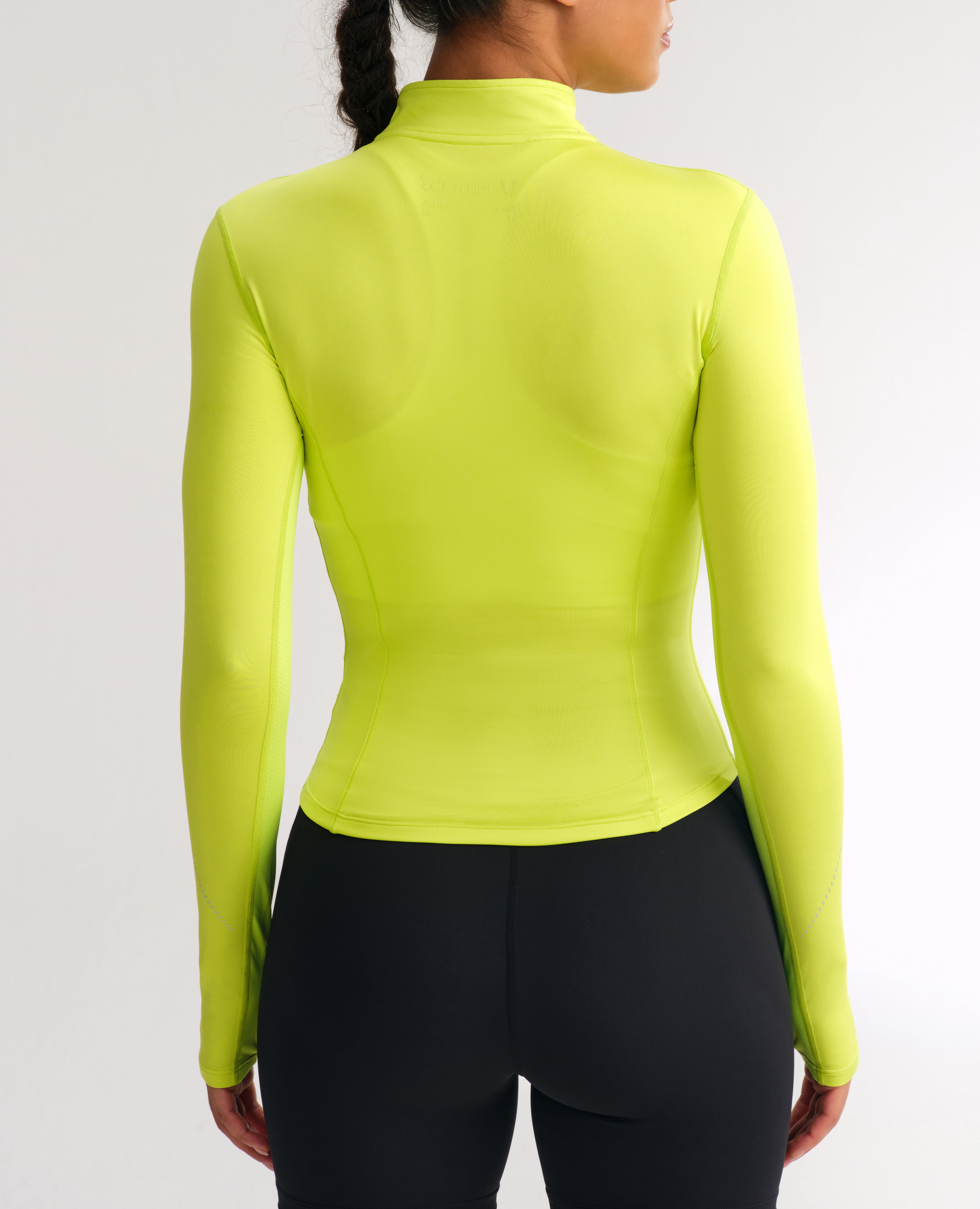 Slim Fit Fleece Half Zip Workout Top - Lemon Yellow