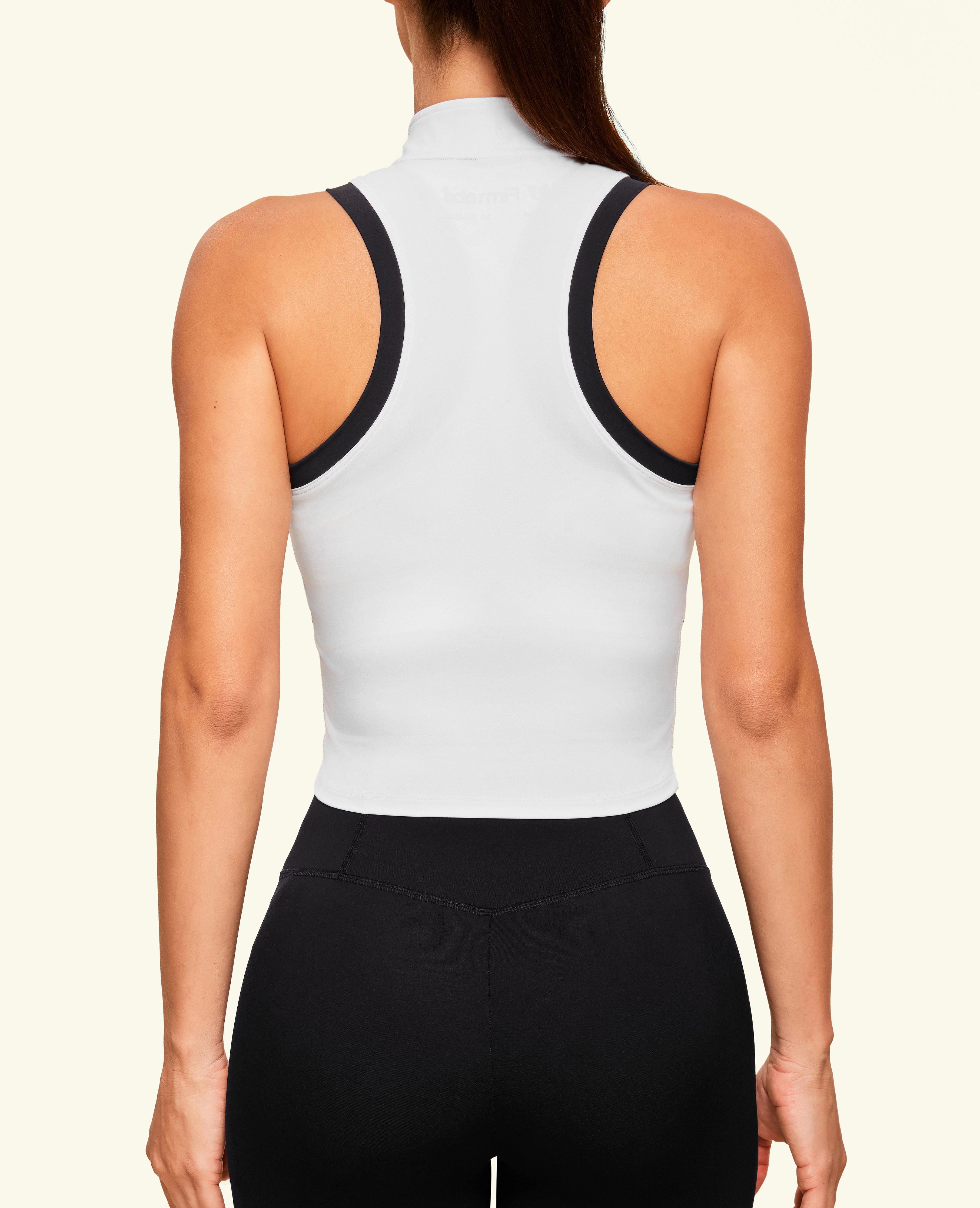 Strong Fit Zip Up Tank - White