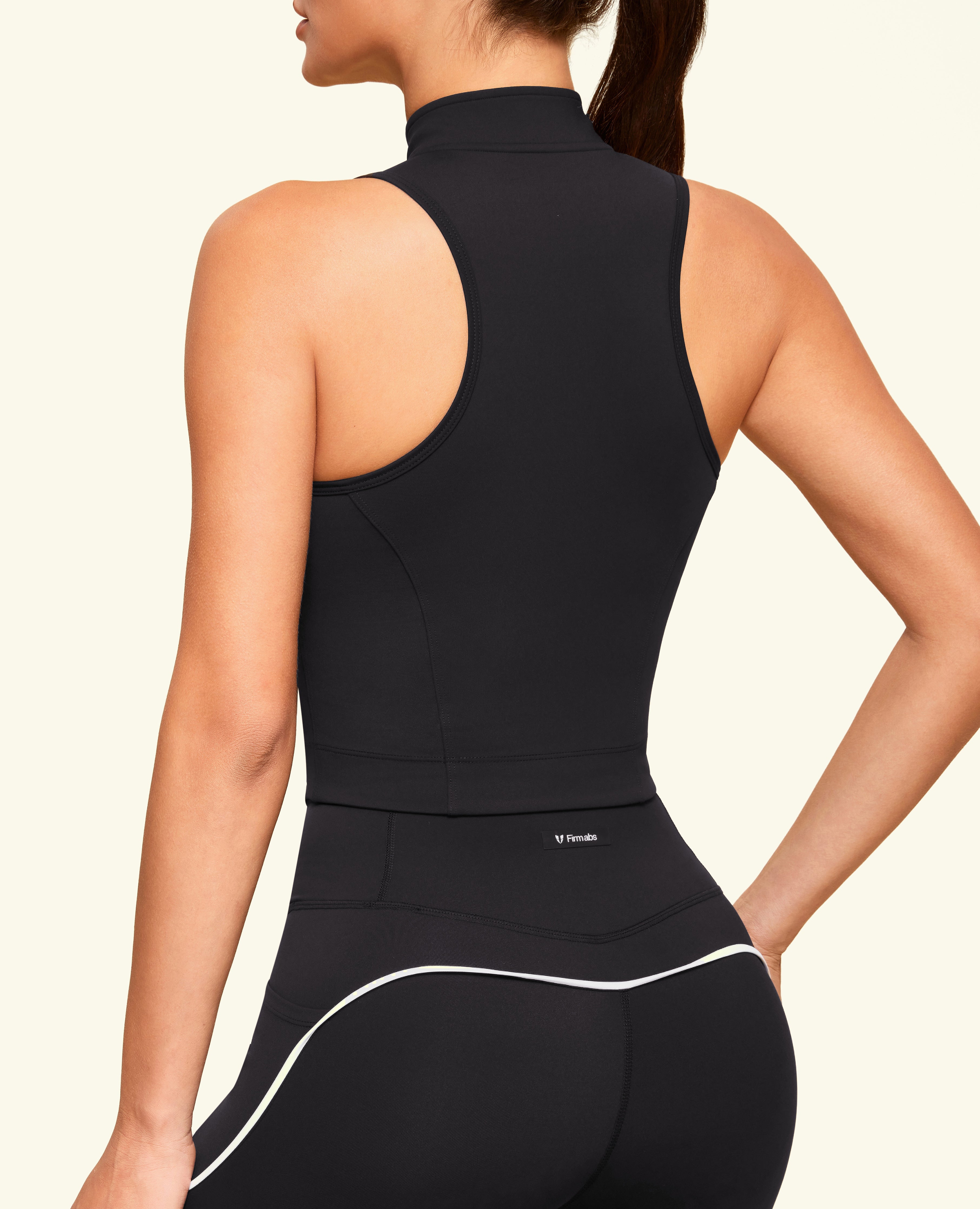 Cargo-Tanktop mit Stehkragen - Schwarz