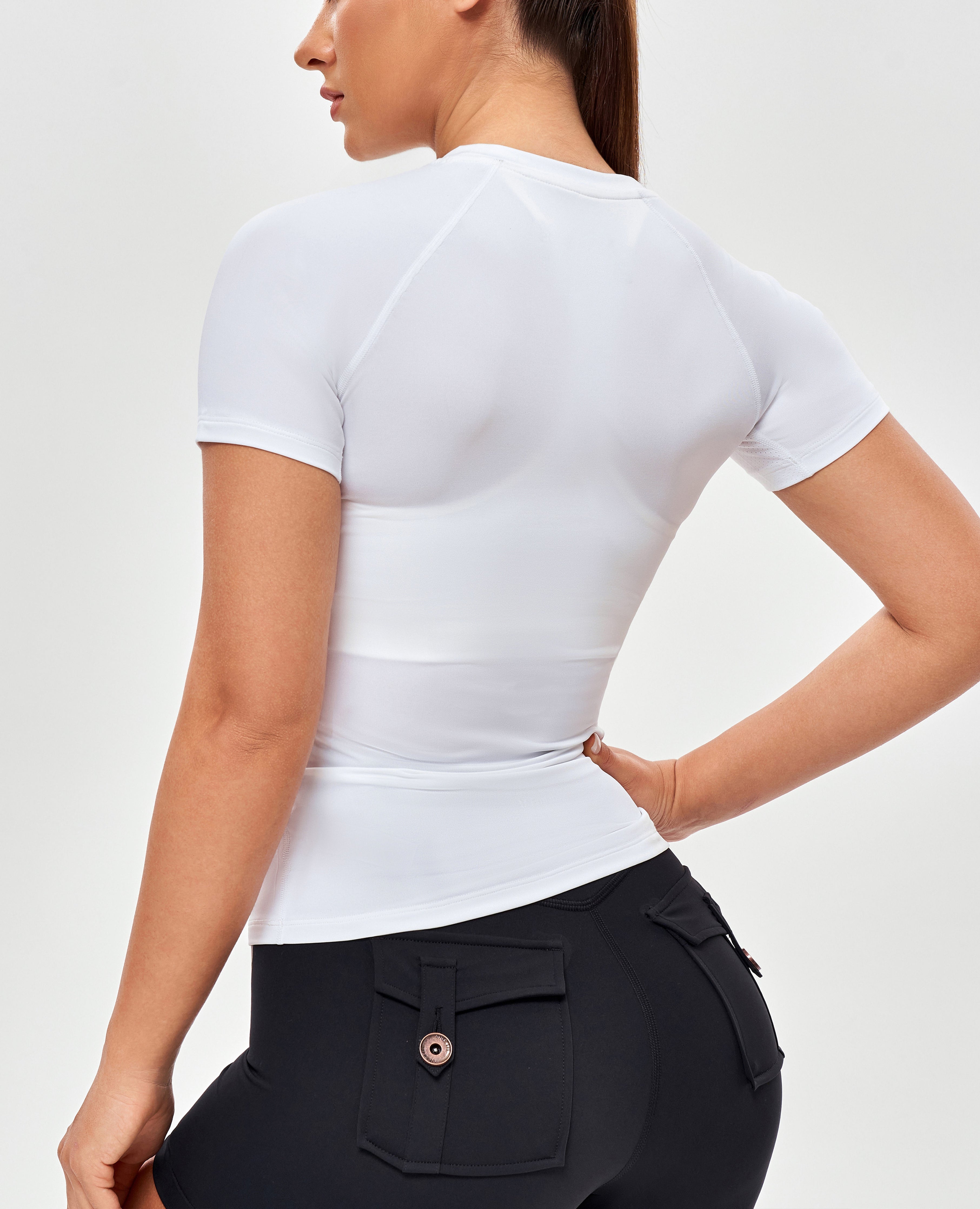 T-shirt sportif rond au cou - blanc