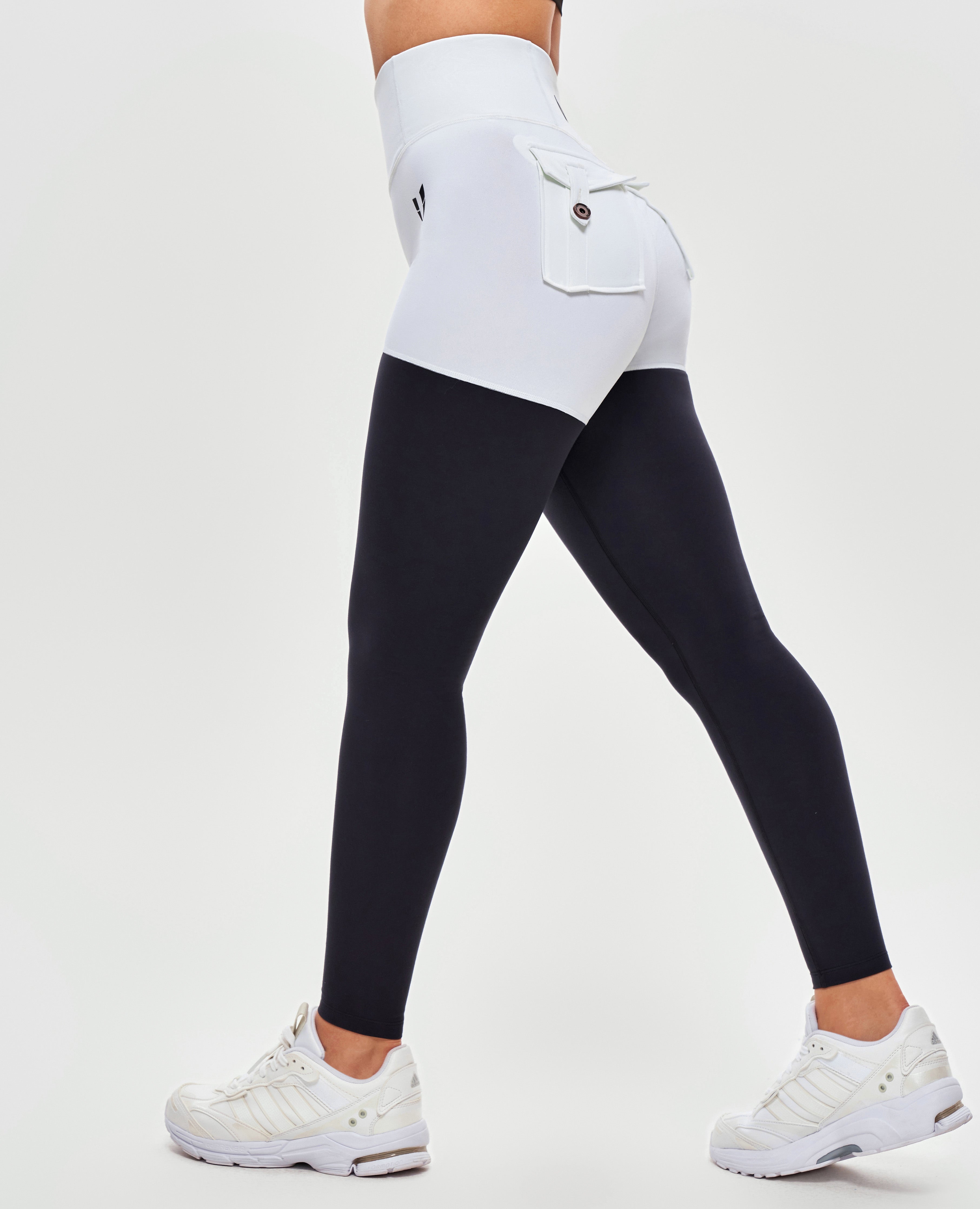 Leggings athlétiques cargo - noir et blanc