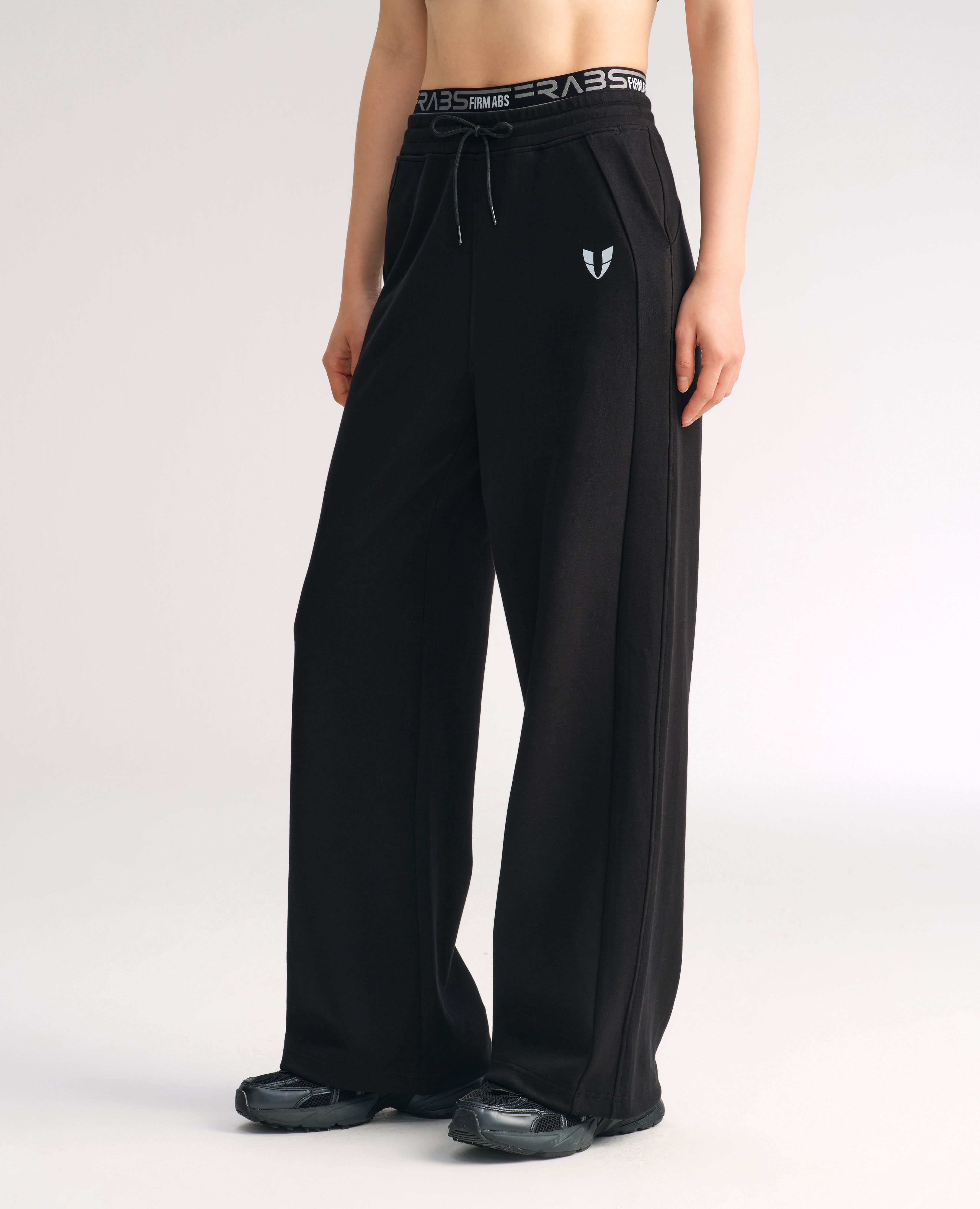 Loose Fit Athletic Drawstring Pants - Black