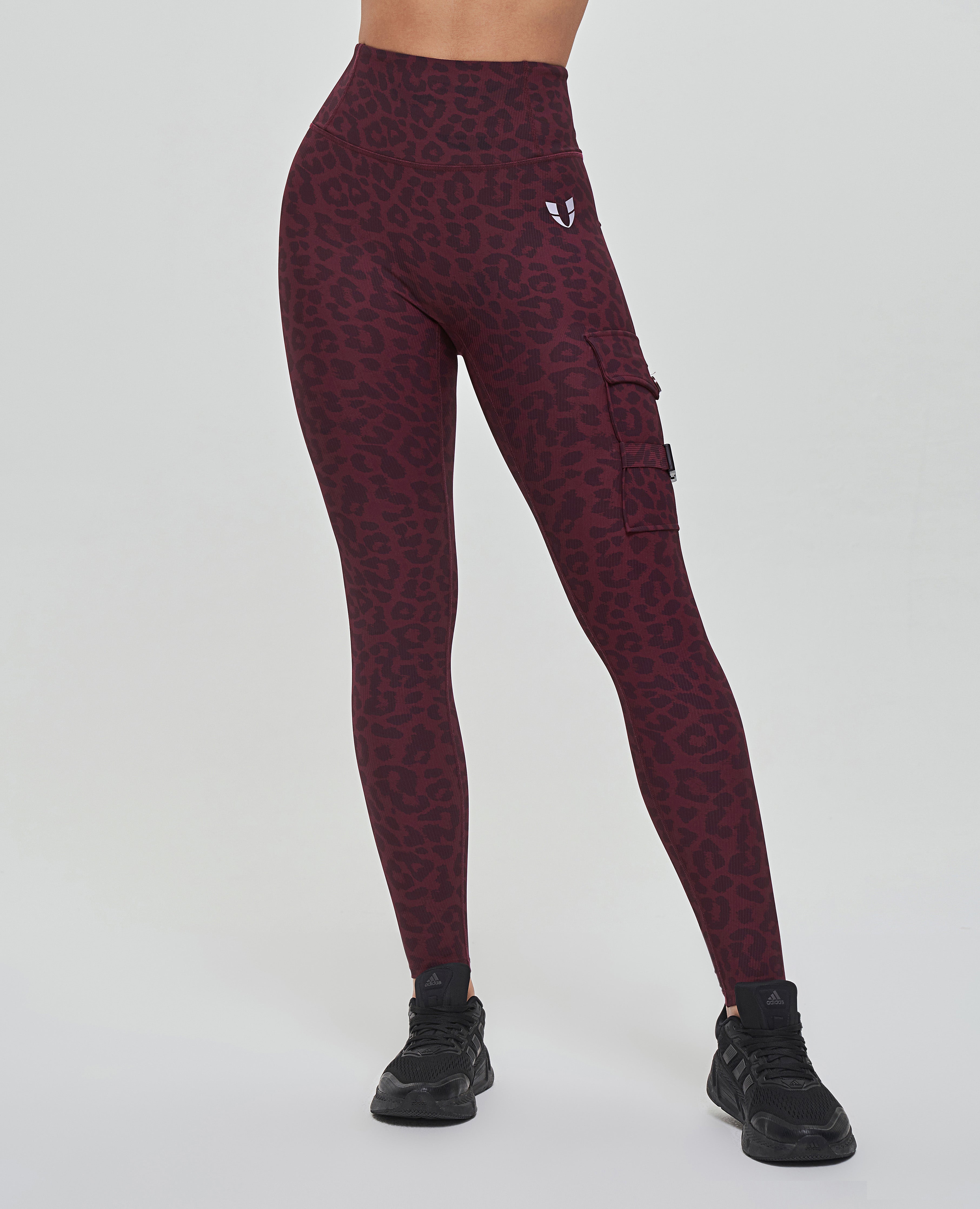 Cargo Fitness Leggings - Red Leopard