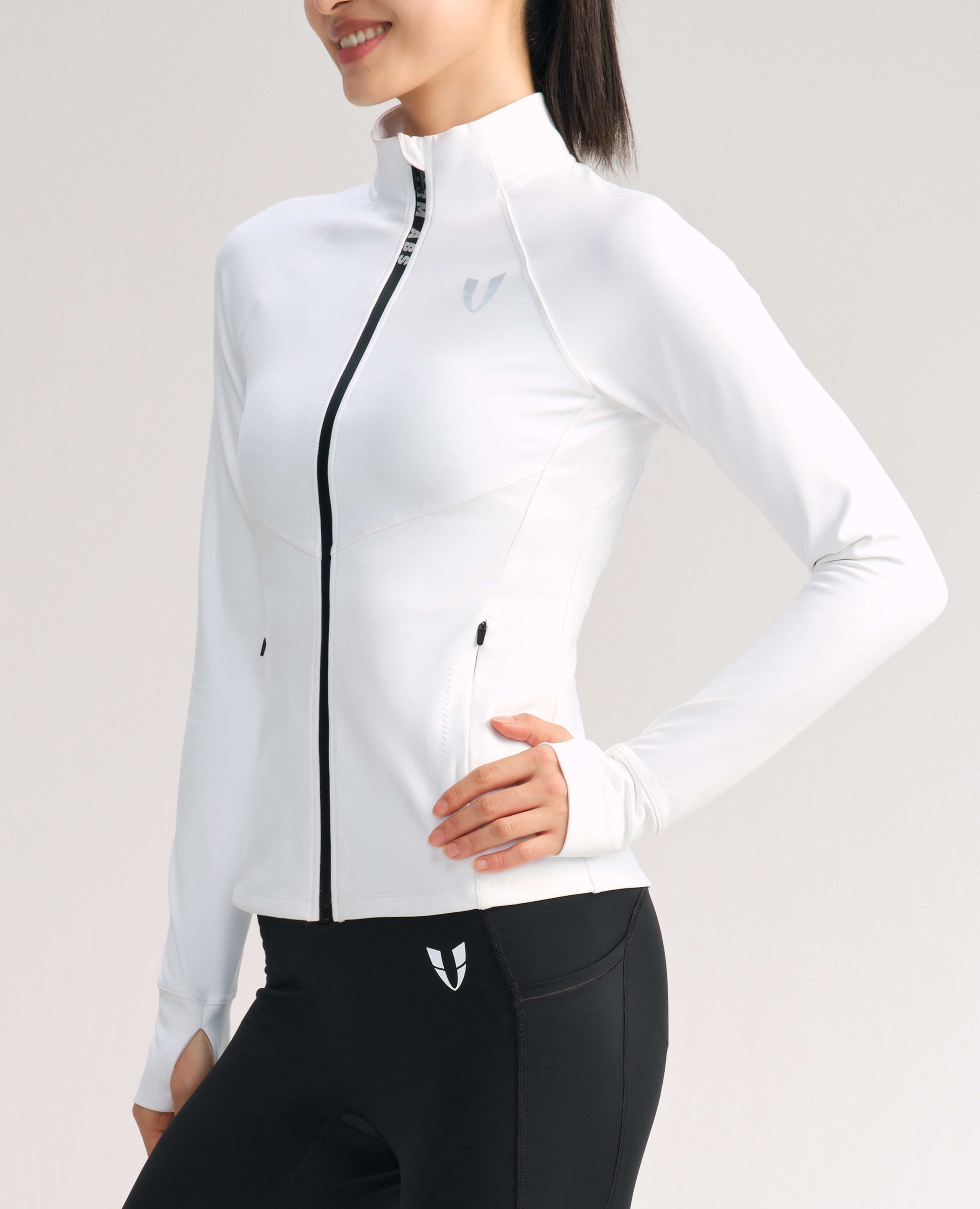 Slim Fit Thin Fleece Athletic Jacket - White