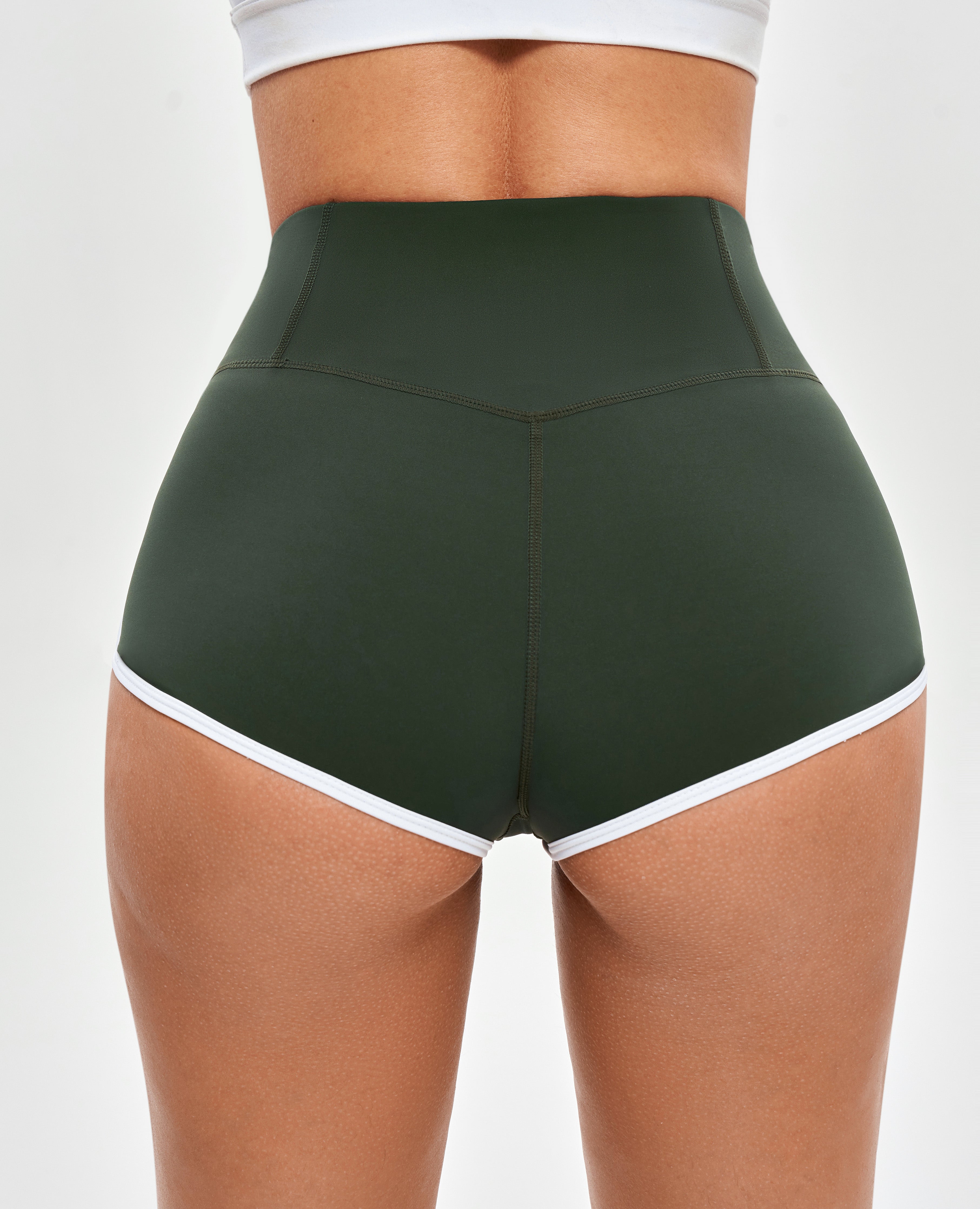V-waist Lefting Butt Shorts - vert foncé