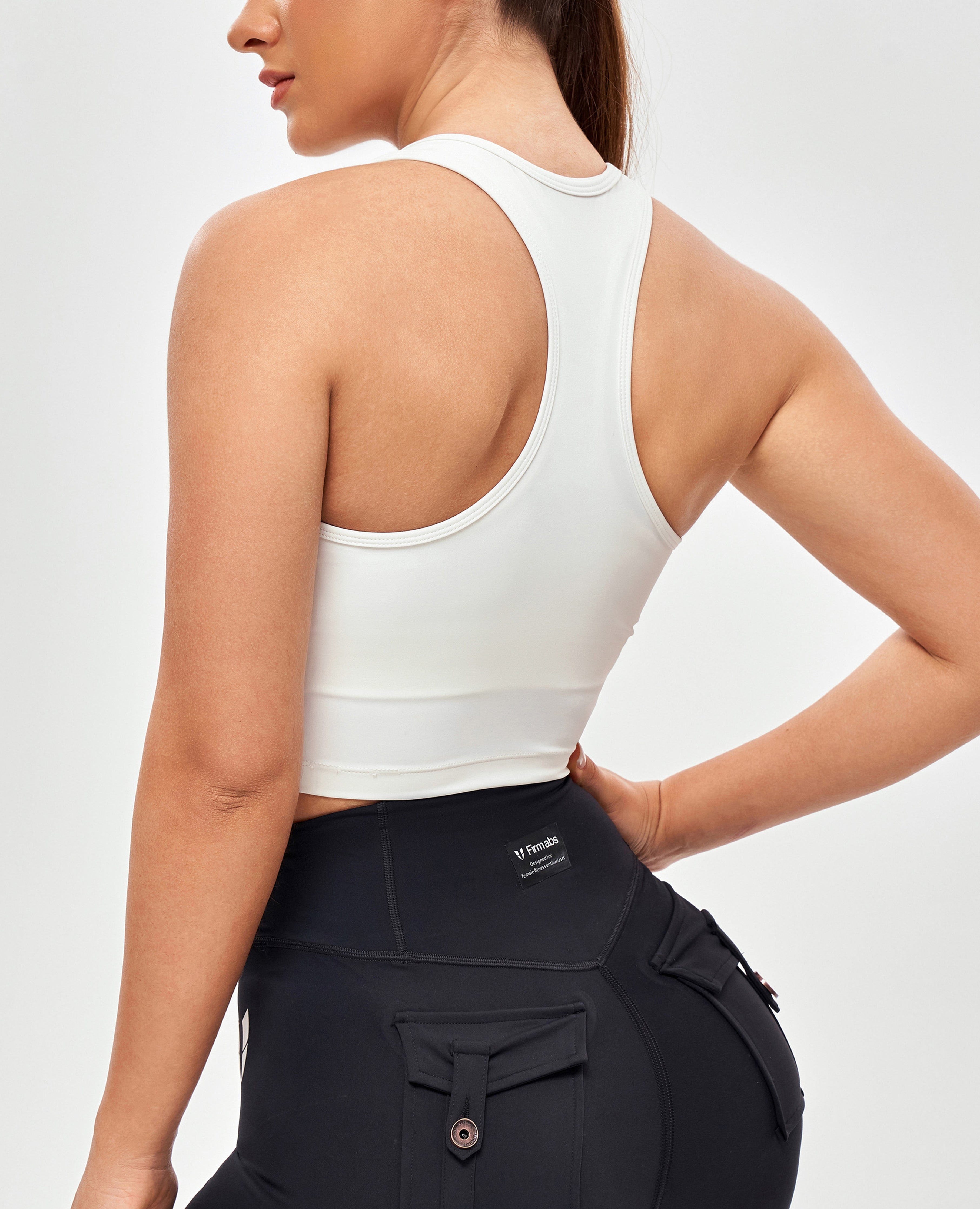 Half Zip Crop Top - blanc