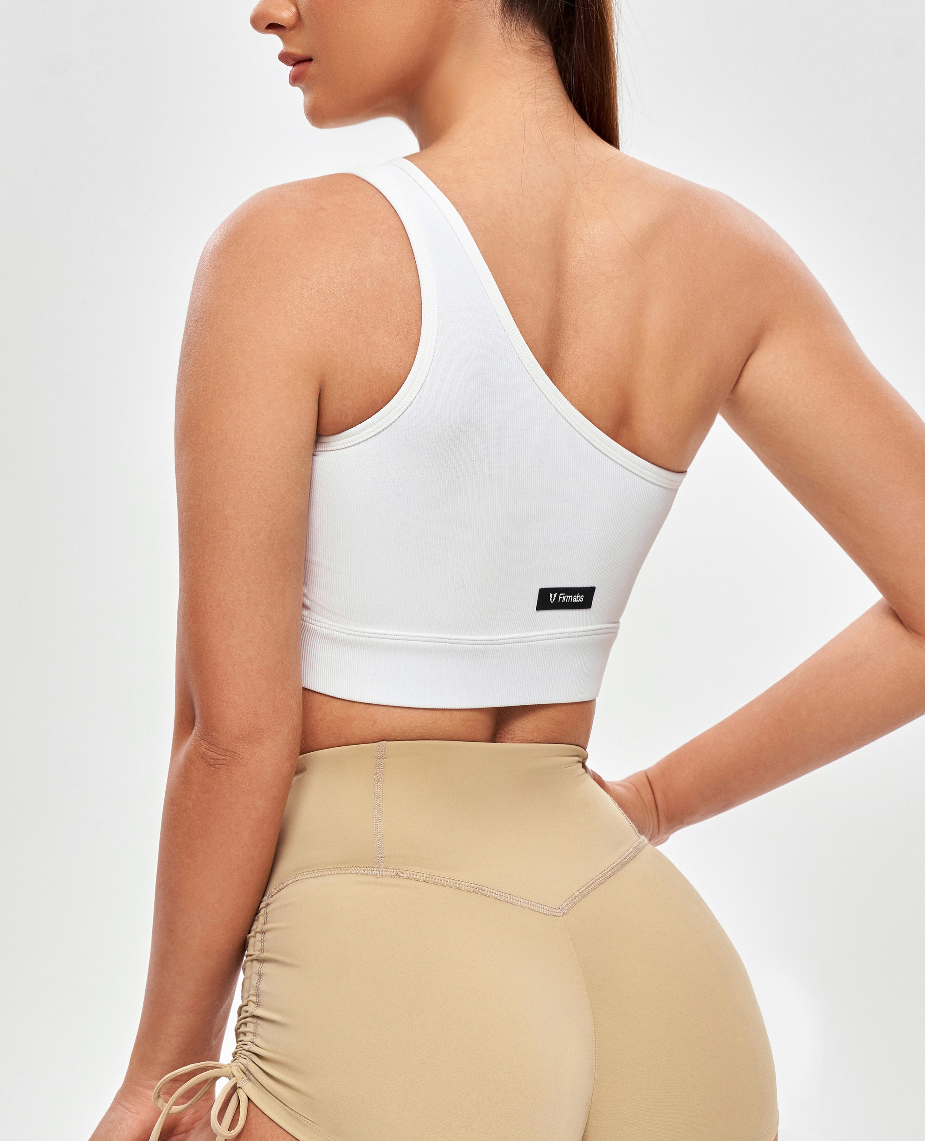One Shoulder Sports Bra - White