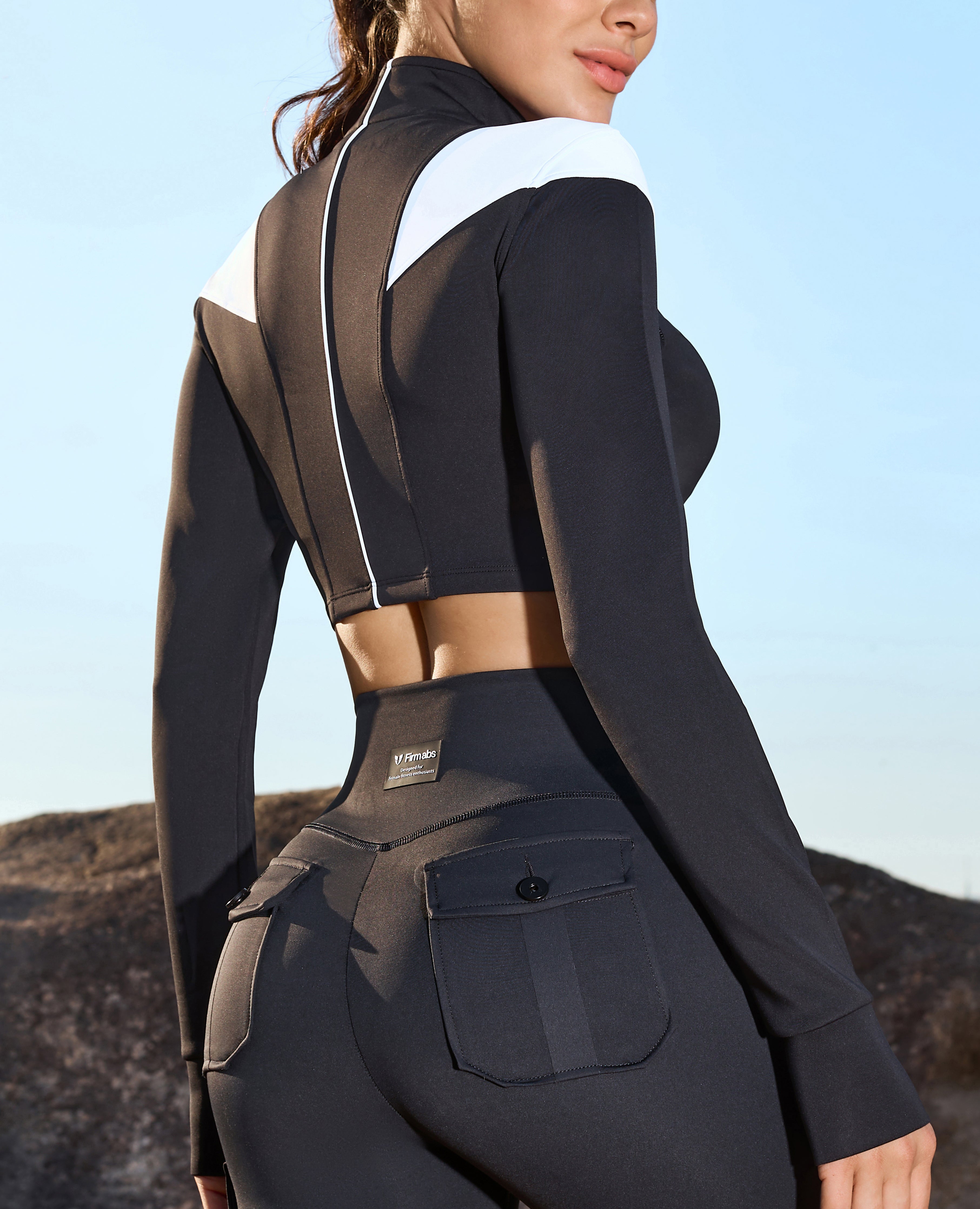 Veste de cultures en forme vive - noir et blanc