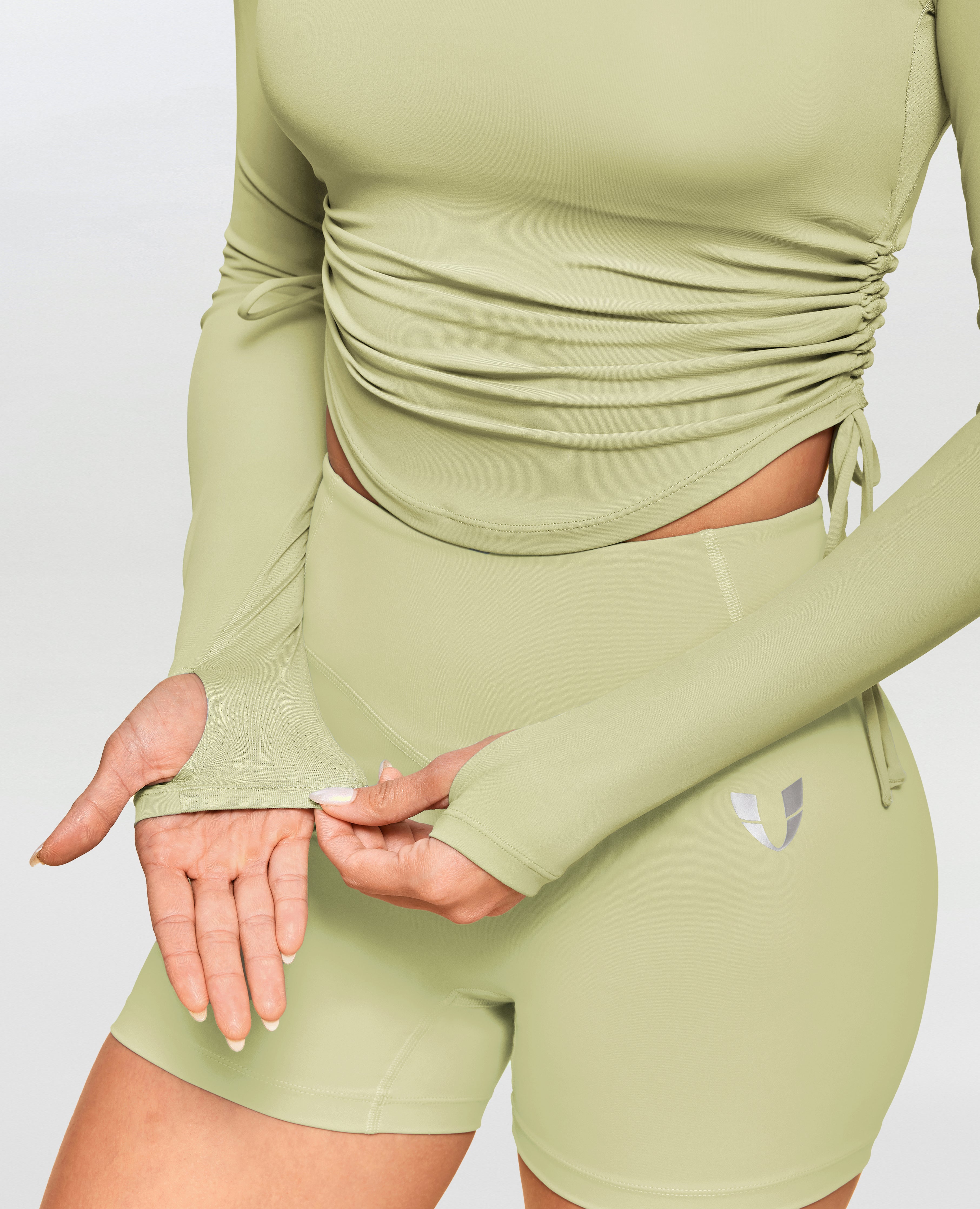 Drawstring Long Sleeve T-shirt - Pea Green