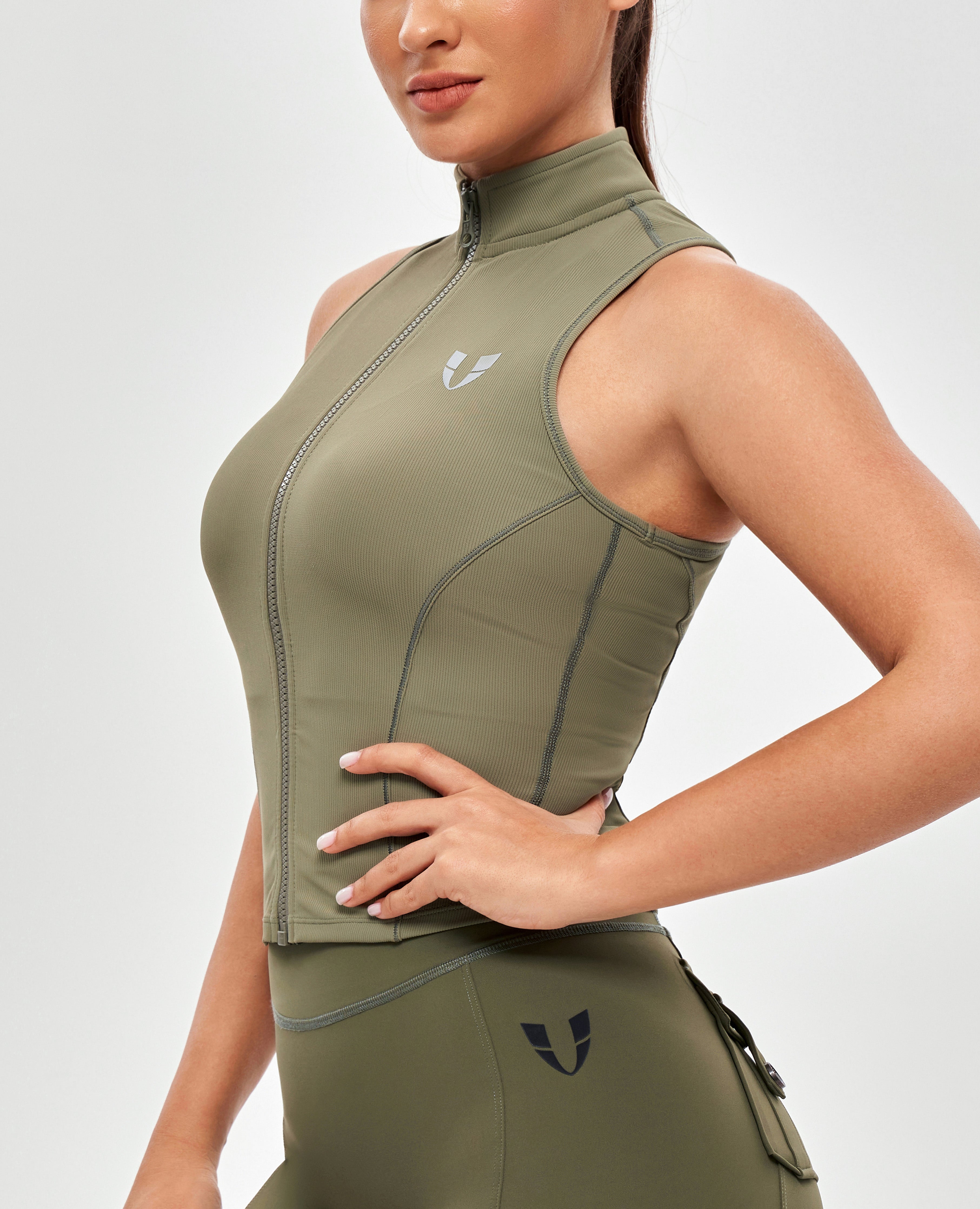 Tank zip up-up - gris olive