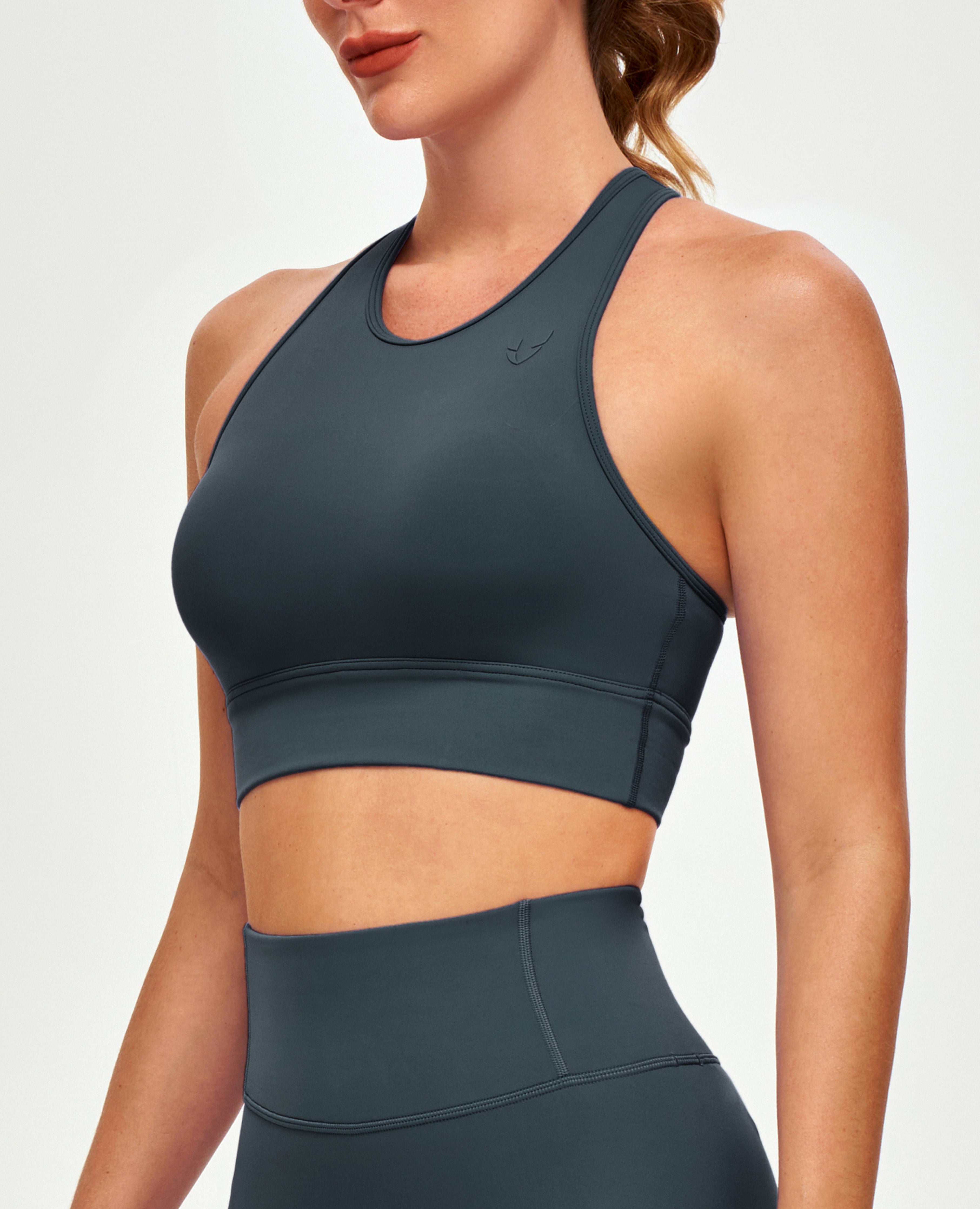 High Neck Sports Bra -Grey
