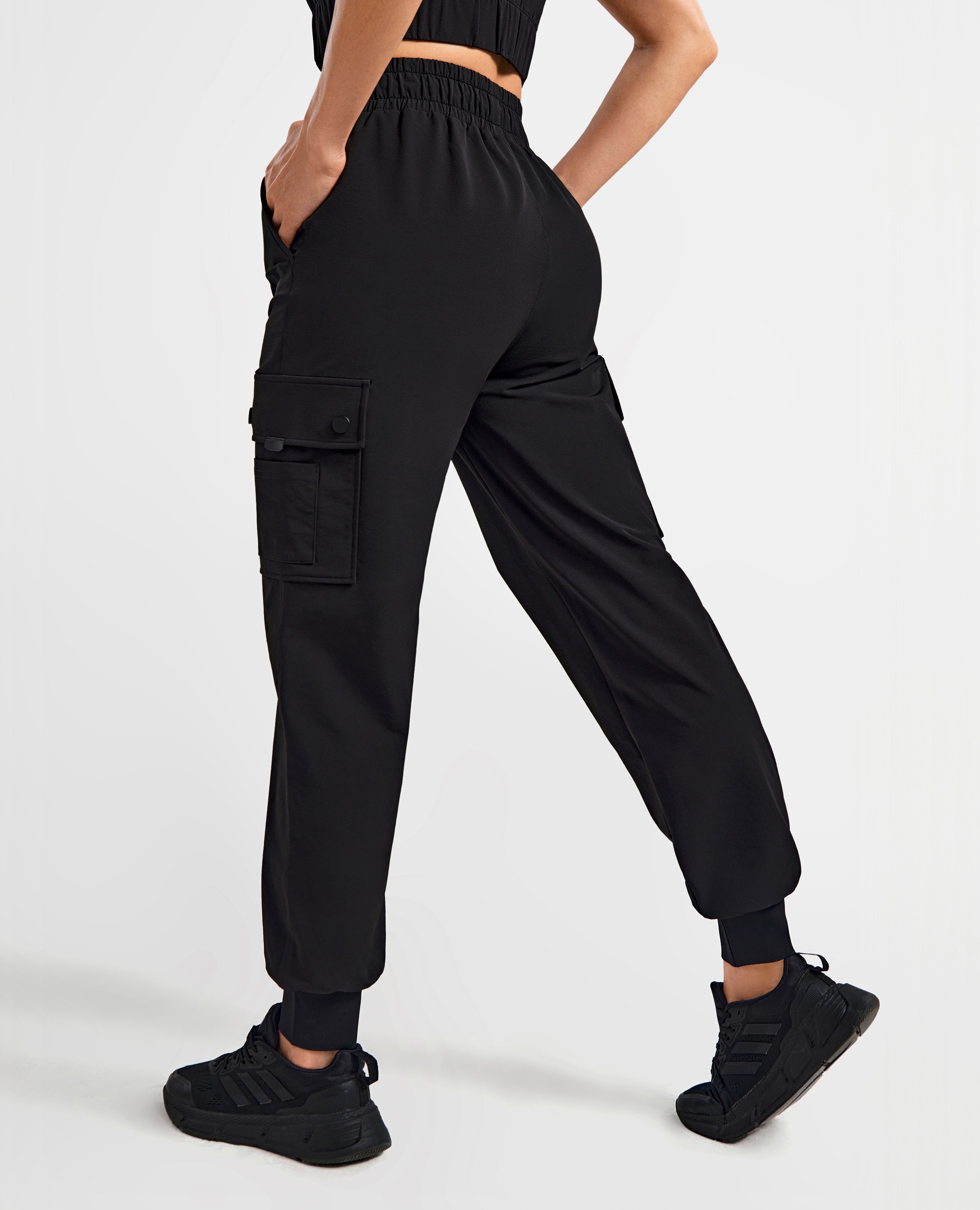 Cargo Pocket Moto Leggings - Schwarz
