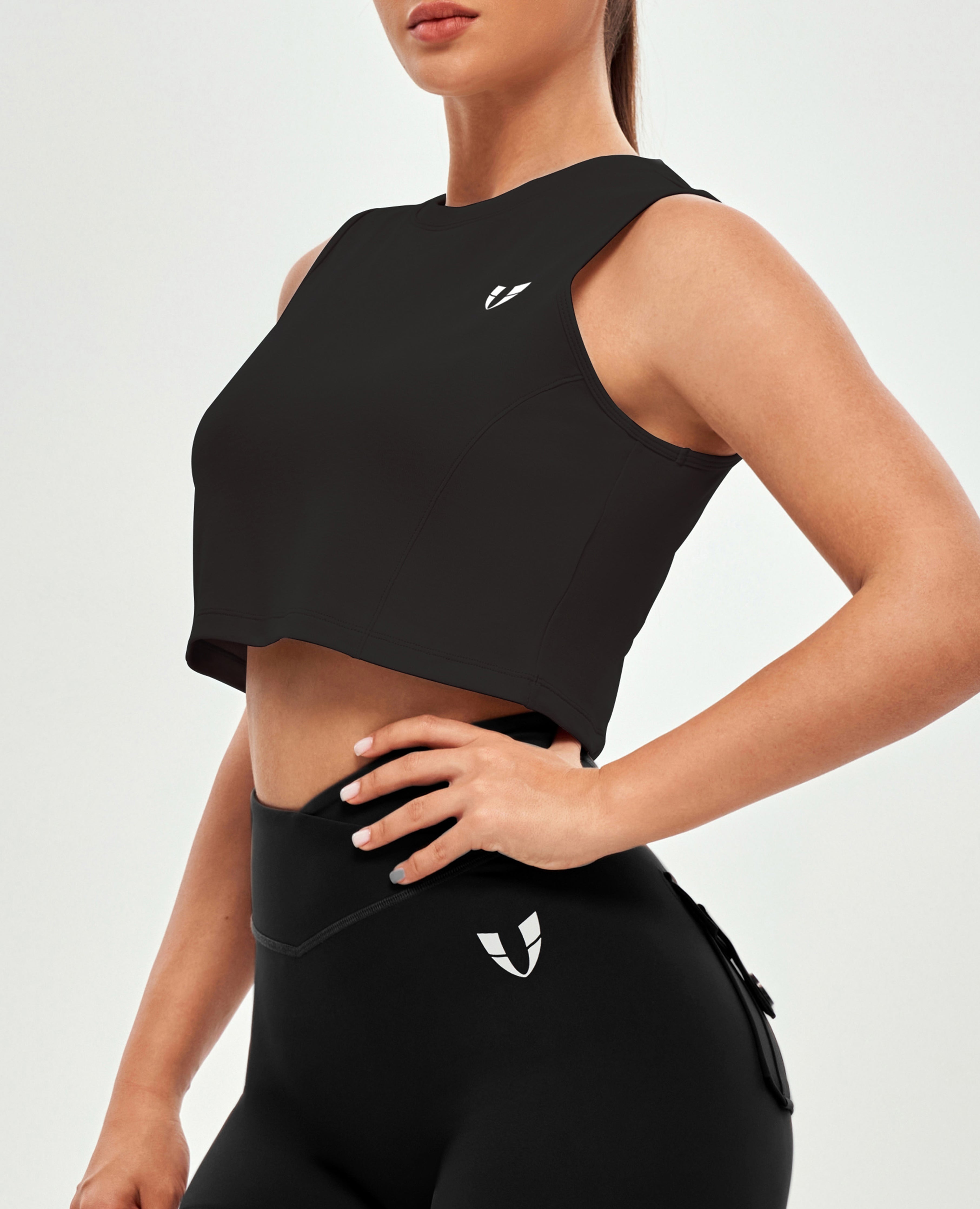 Sportliches Crop Top - Schwarz