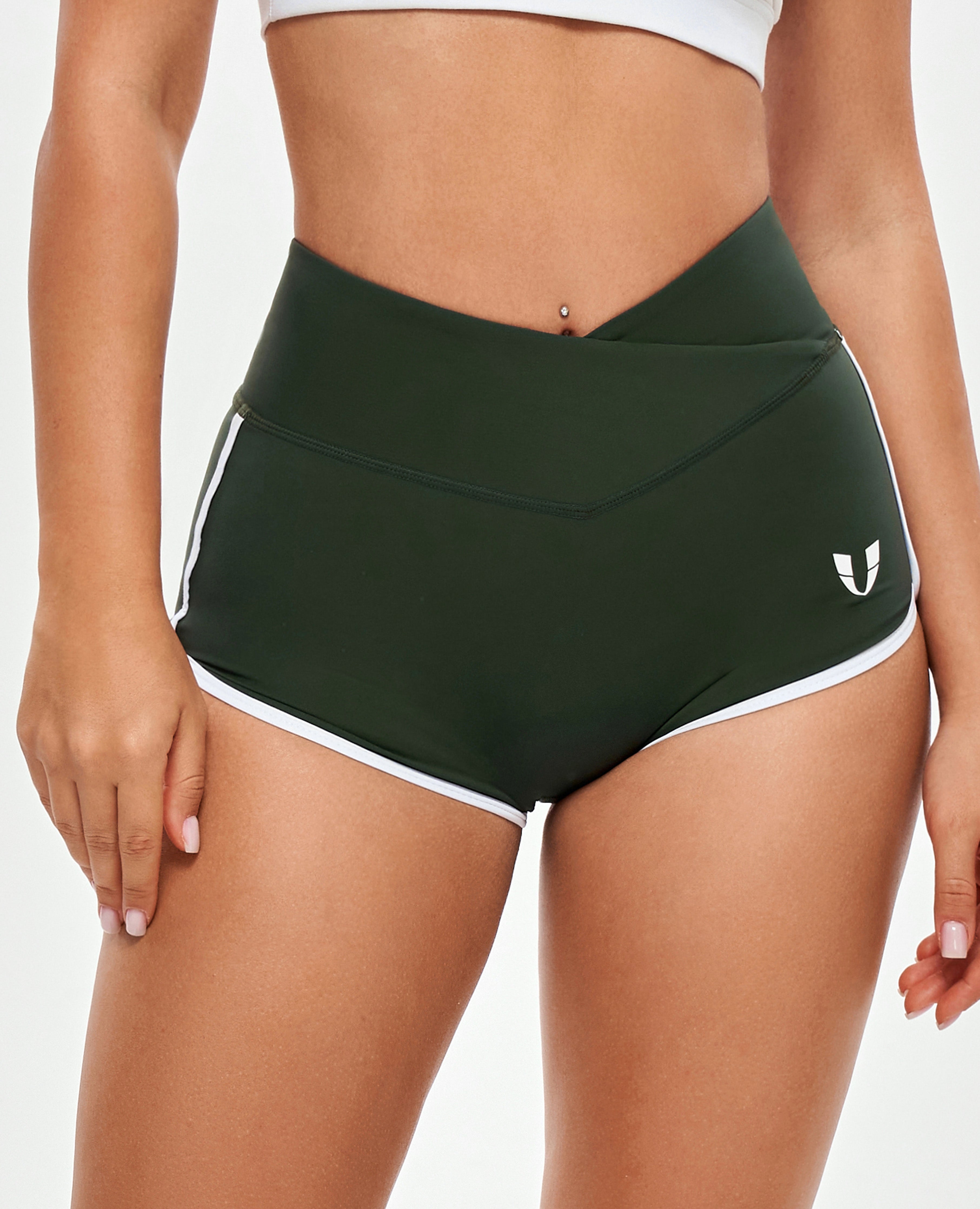 V-waist Lefting Butt Shorts - vert foncé