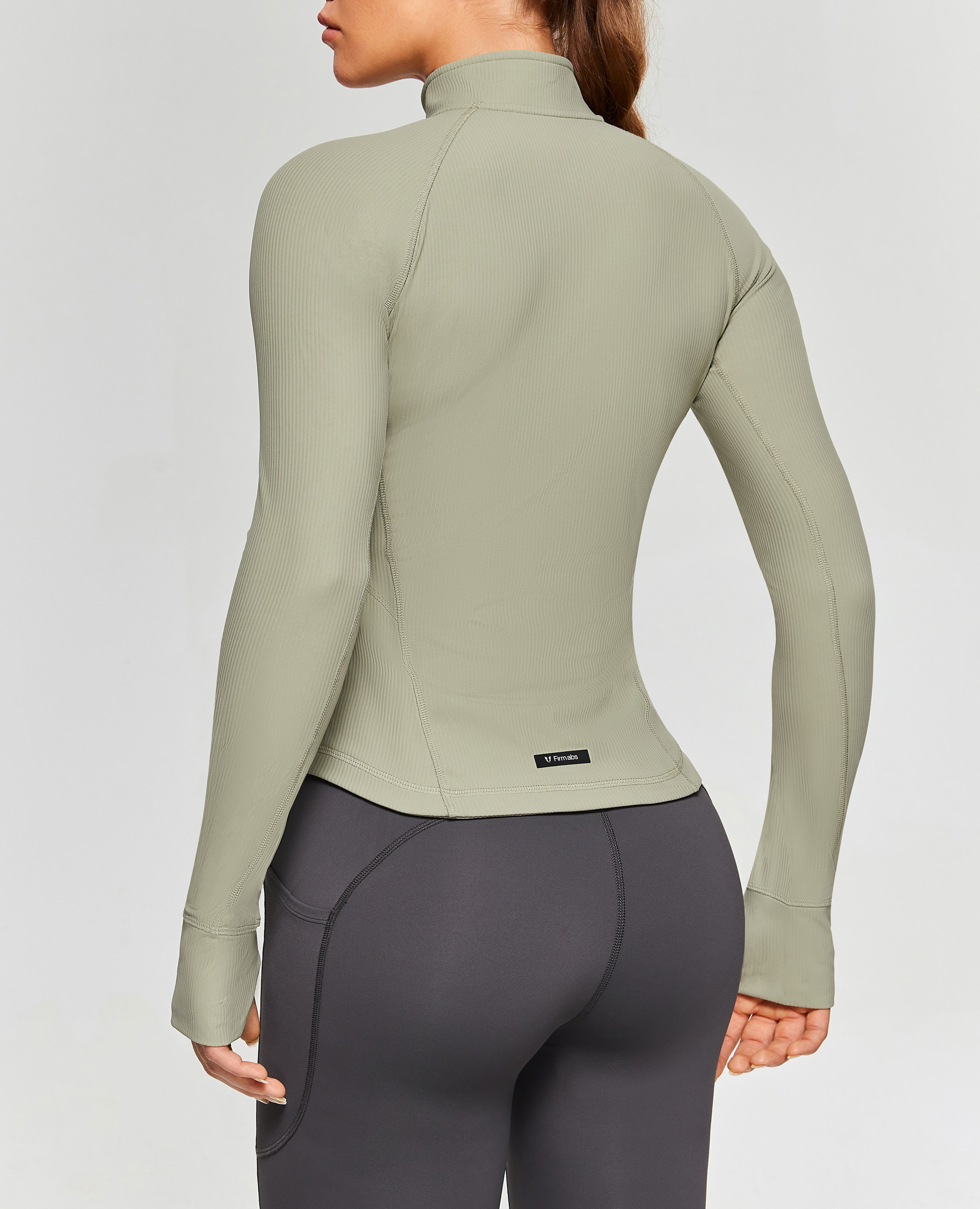 Ribbed Gym Jacket - Gray Green
