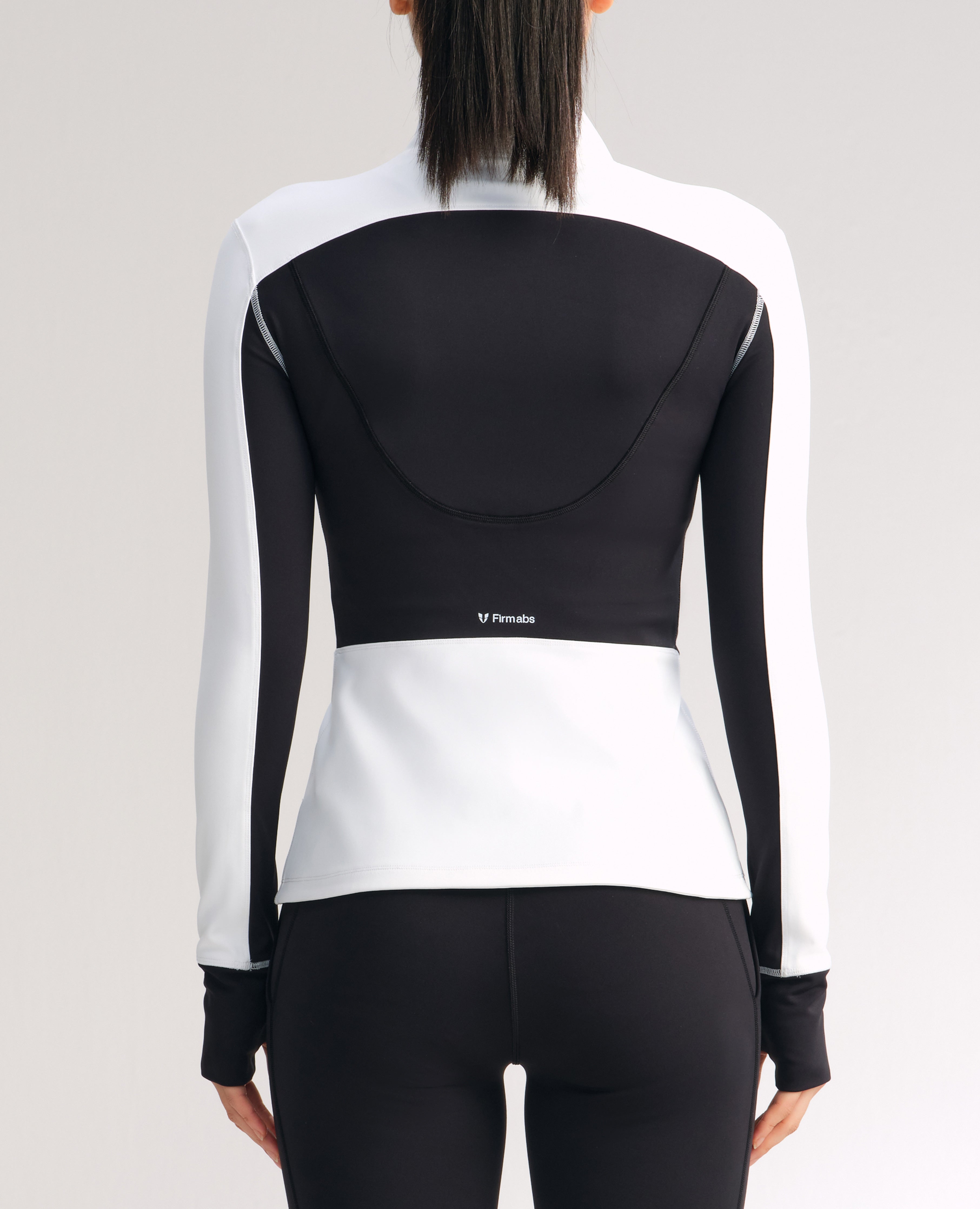 Slim Fit Color Block Athletic Jacket - White and Black