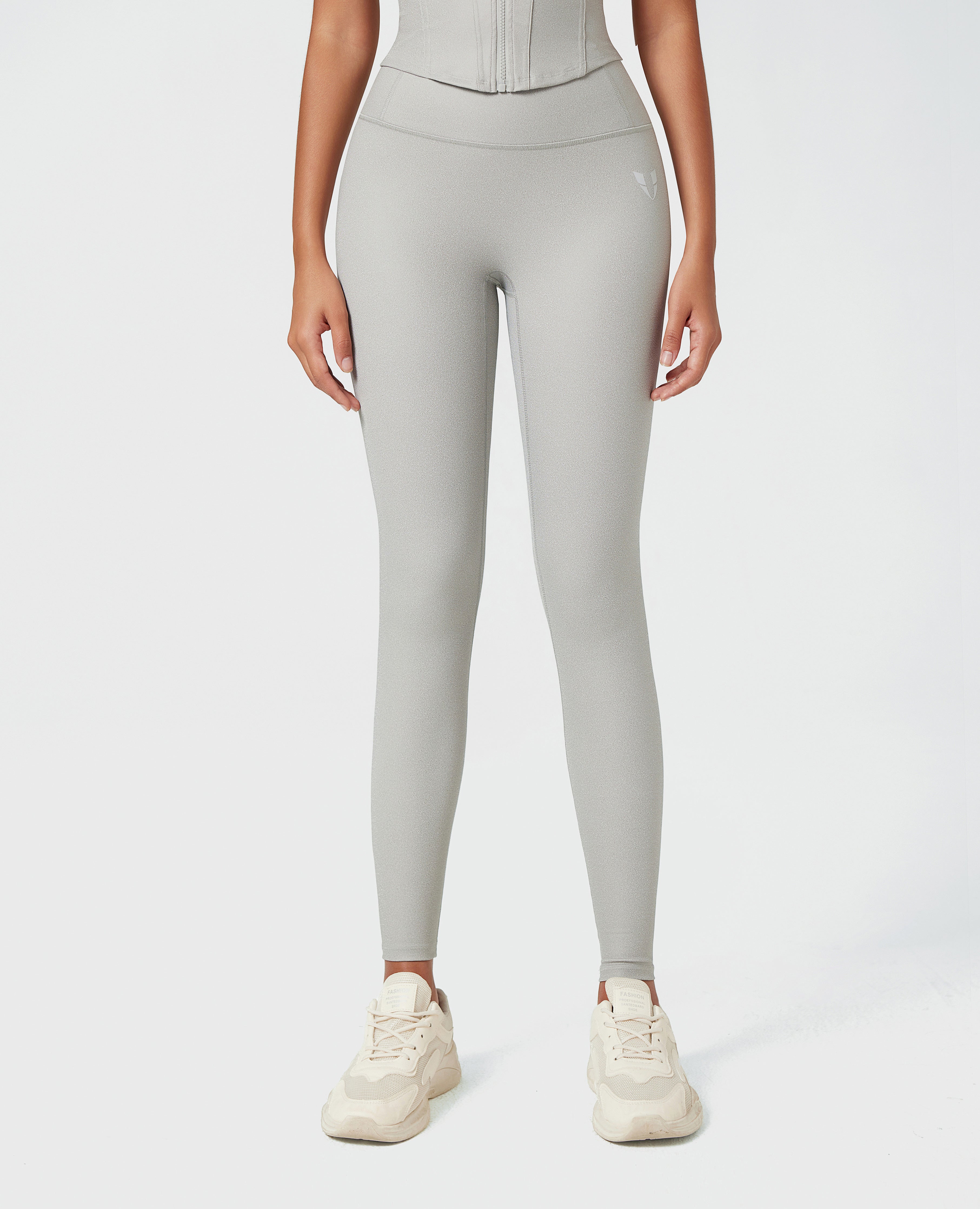 Breathable & Sculpting Faux Leather Pocket Leggings – Grey
