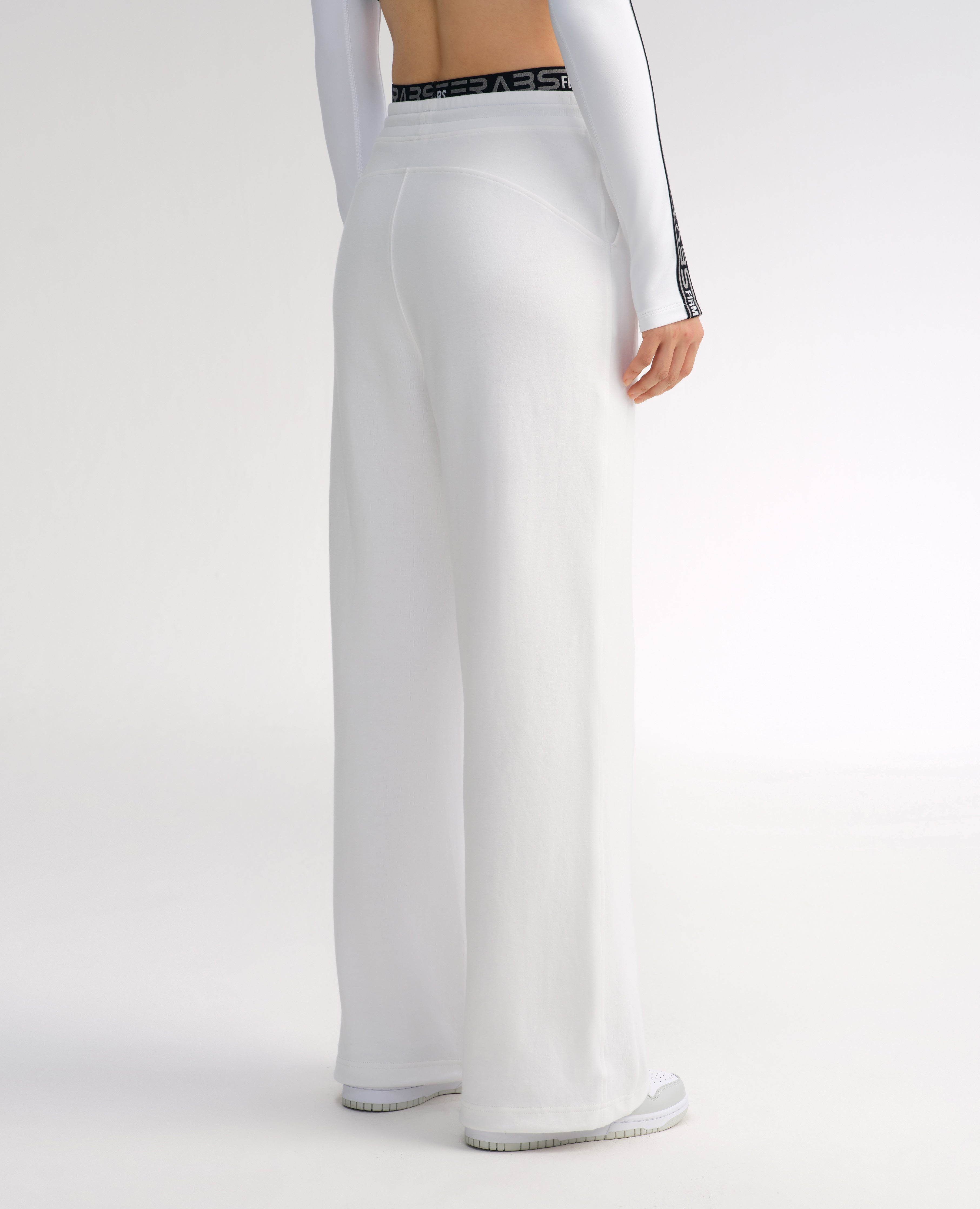 Loose Fit Athletic Drawstring Pants - White