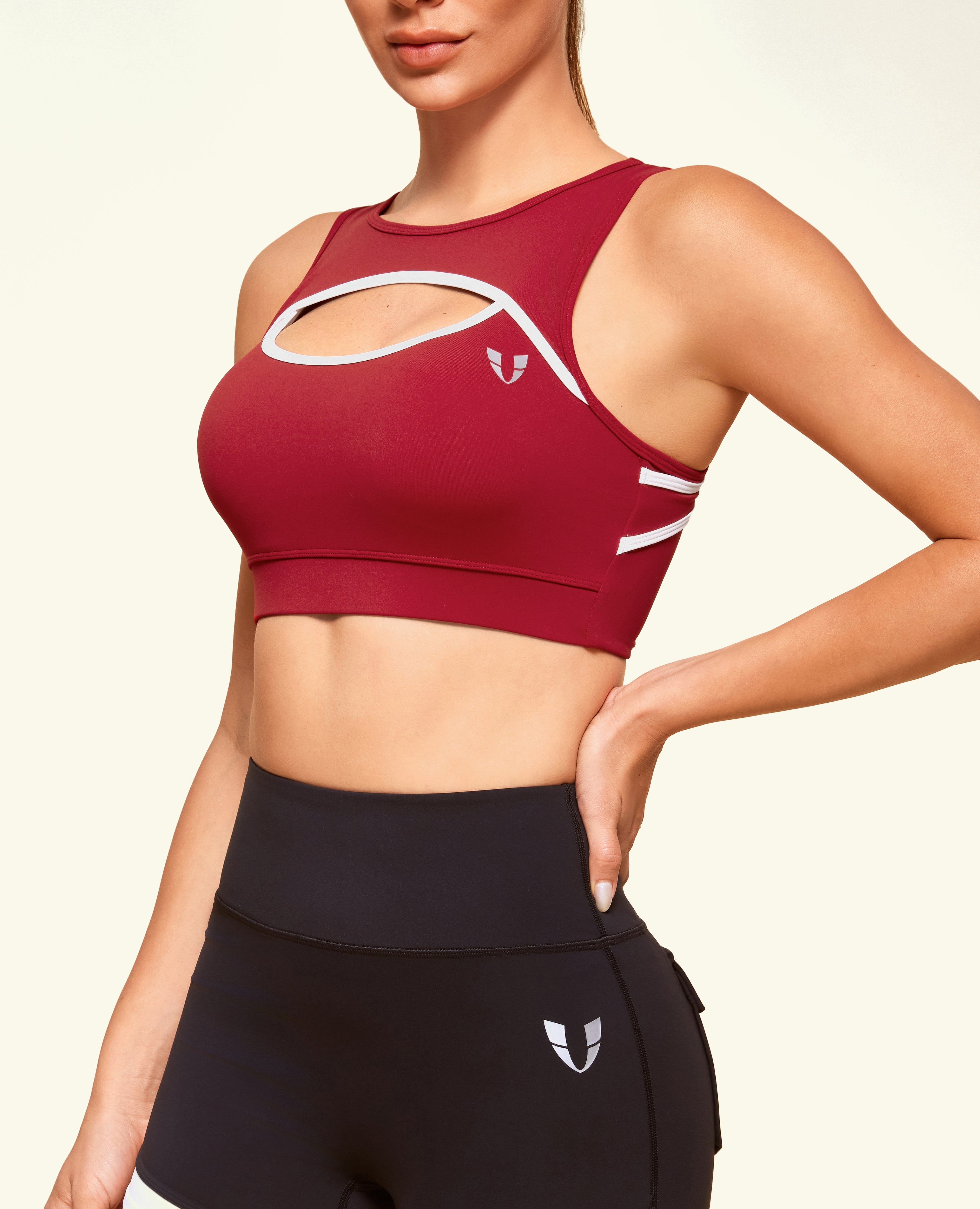 Hollow Active Sports Bra - Red Cranberry