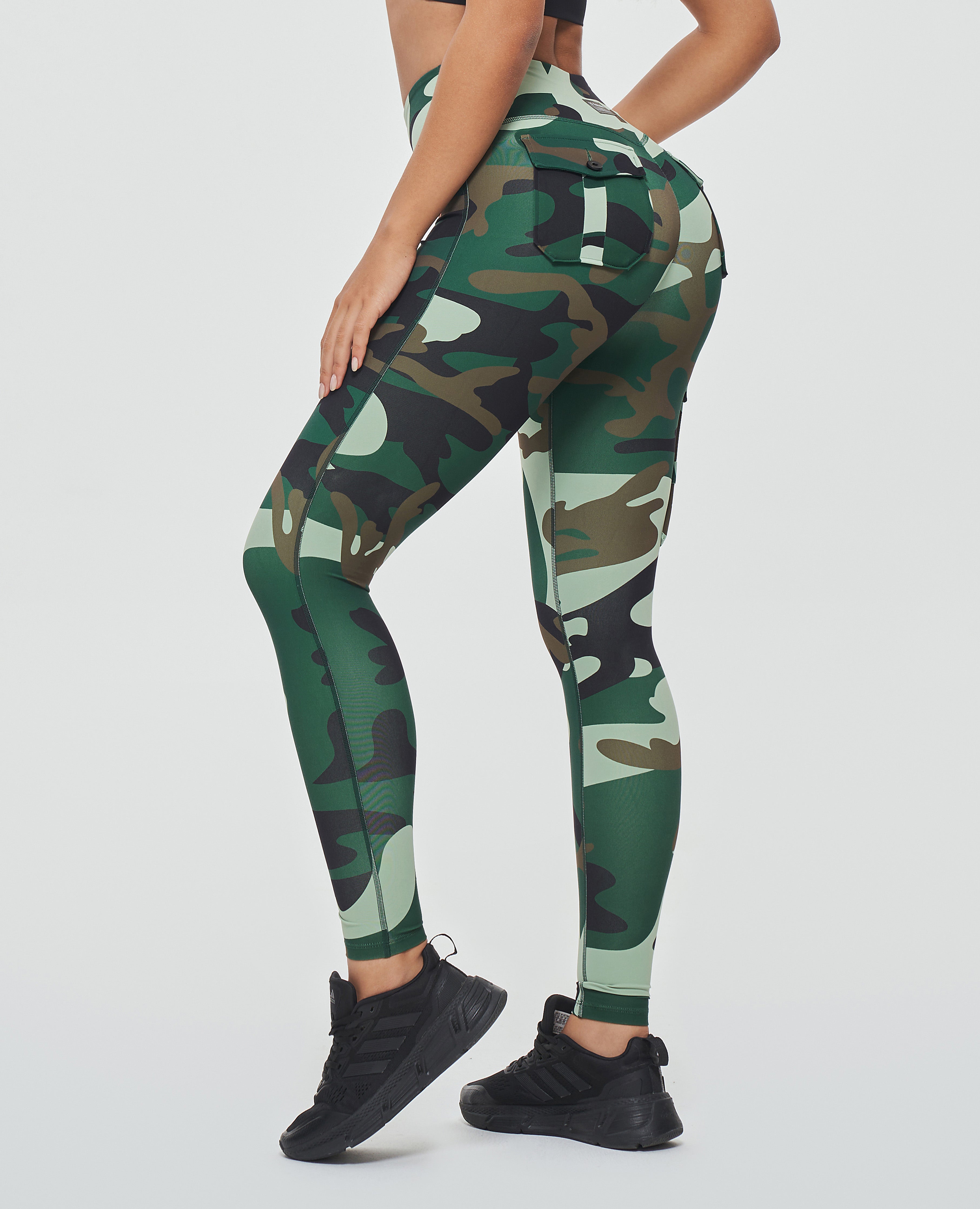 Cargo Fitness Leggings - Green Camo