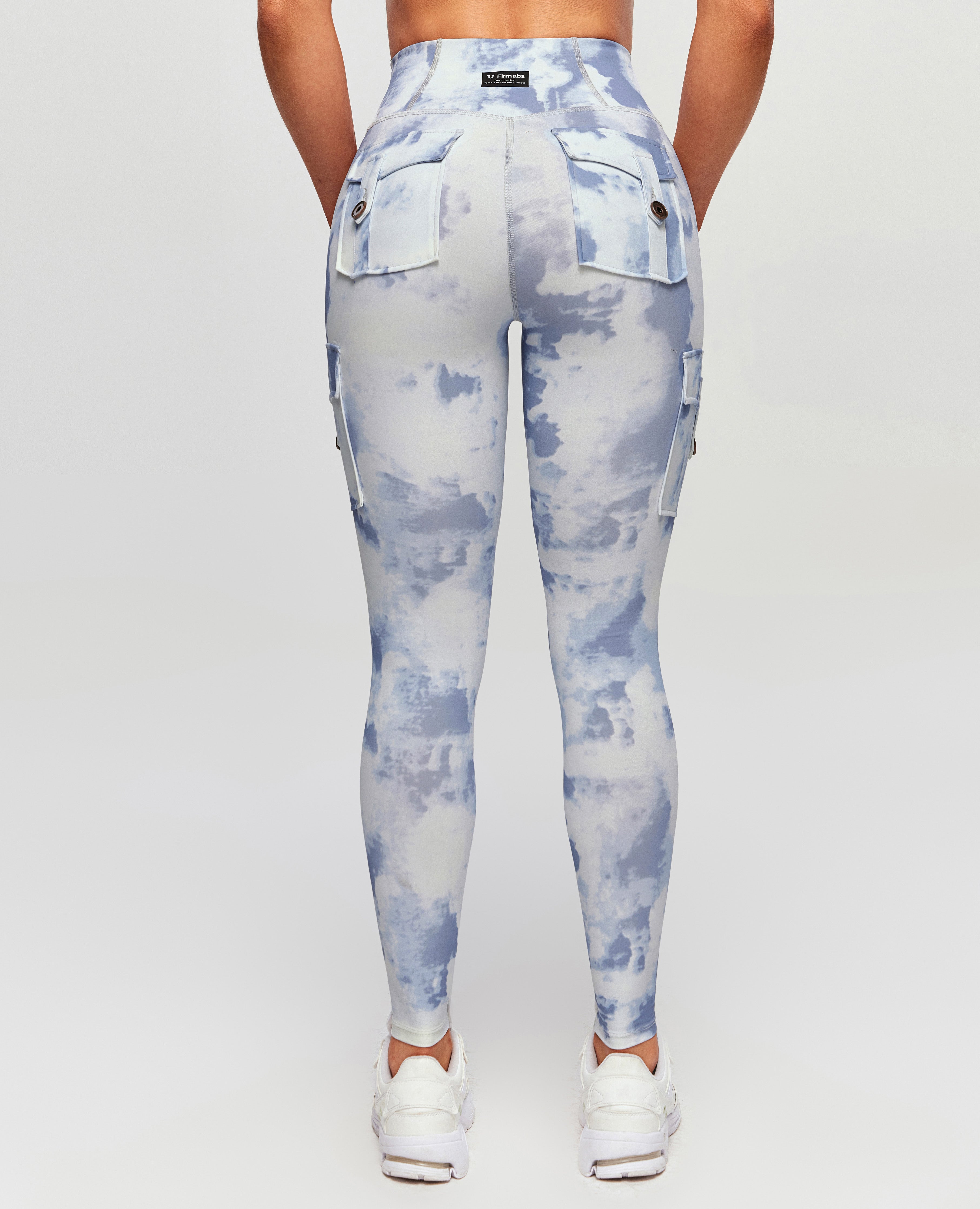 Hochverzerrte Leggings - Graublau -Gradient