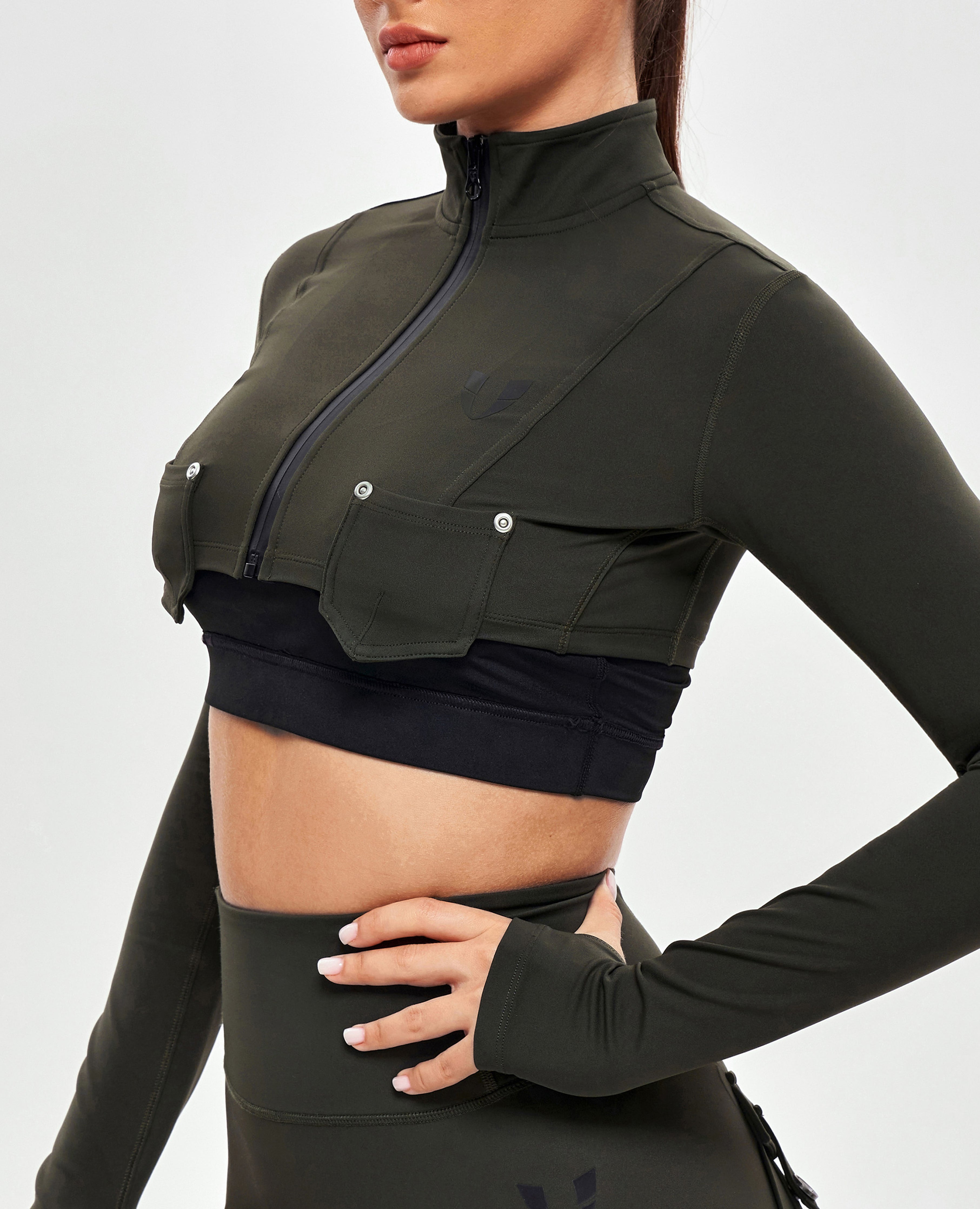 Firmabs Crop Top Long Sleeve - Dark Green
