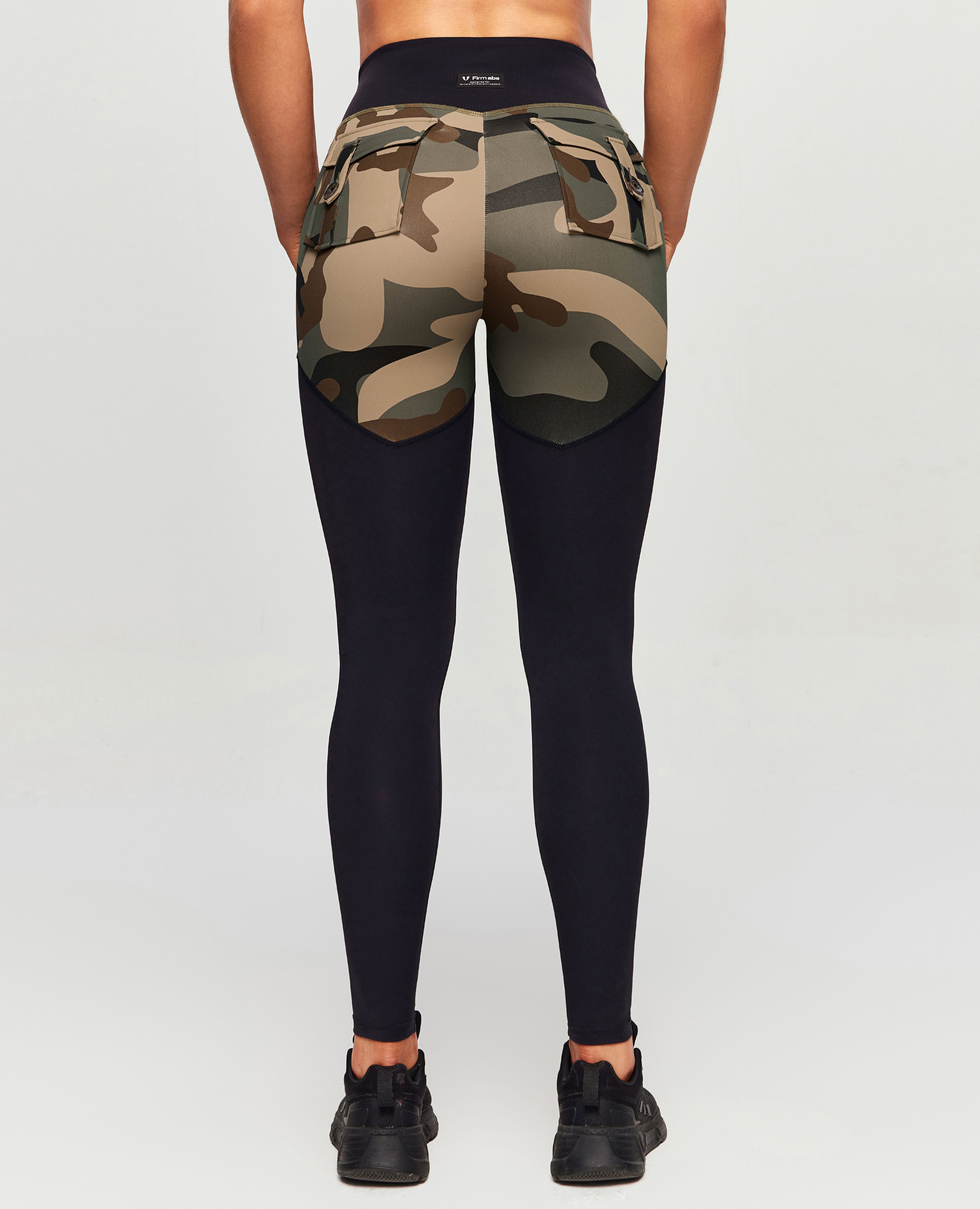 V -WAIST Gym Leggings - Coffee Camo