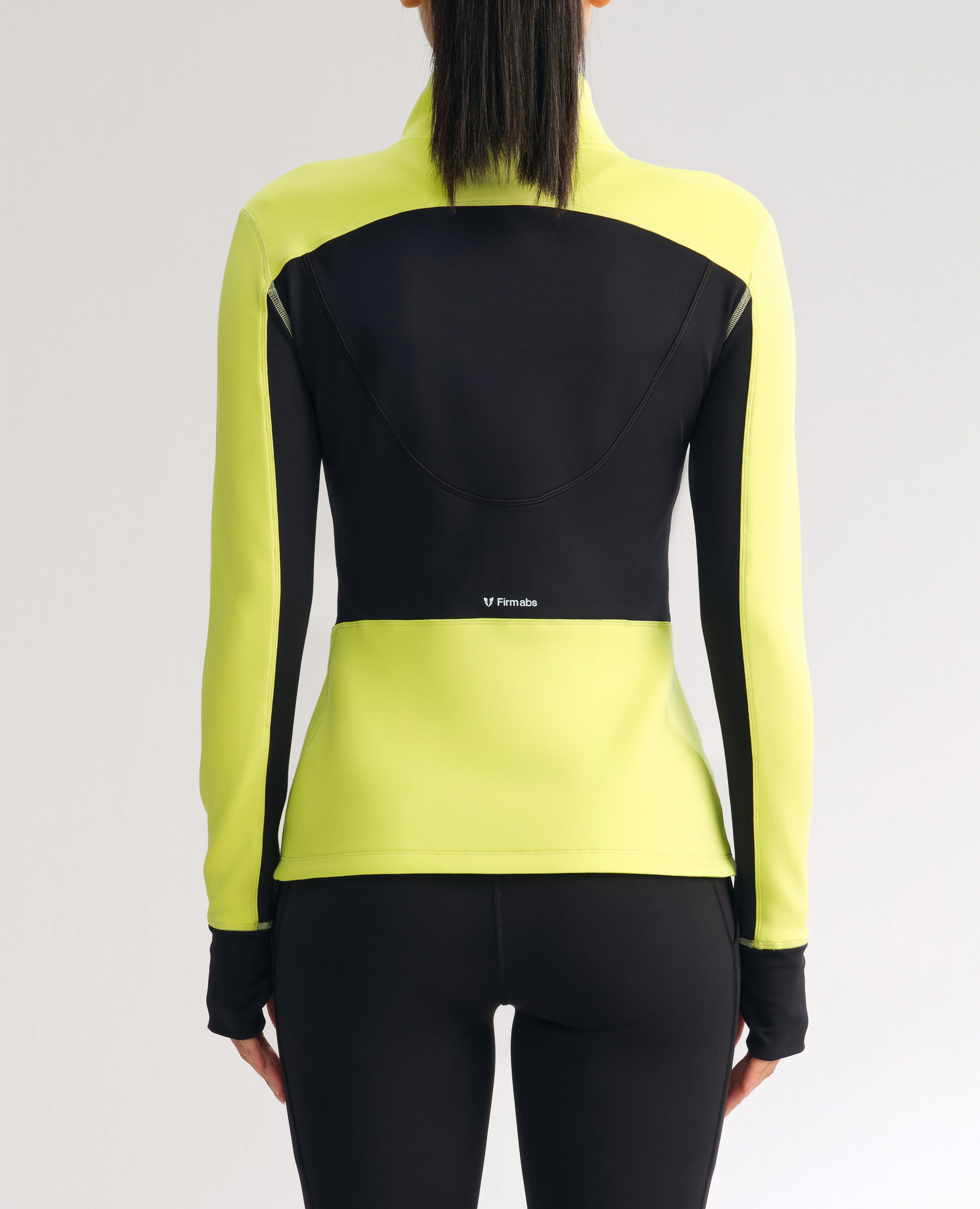 Slim Fit Color Block Athletic Jacket - Lemon Yellow and Black