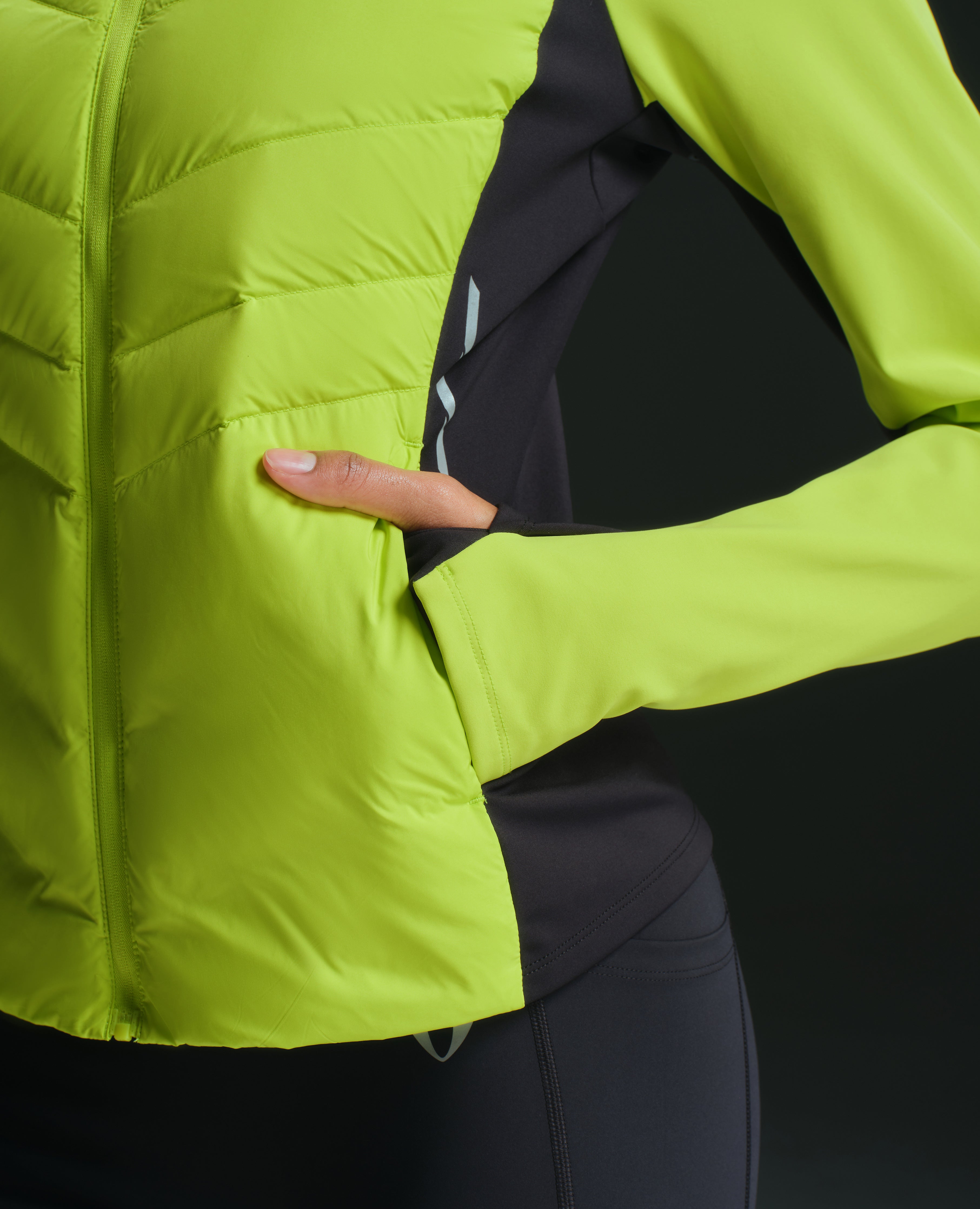 Lightweight Hooded Winter Down Jacket - Lemon Yellow and Black