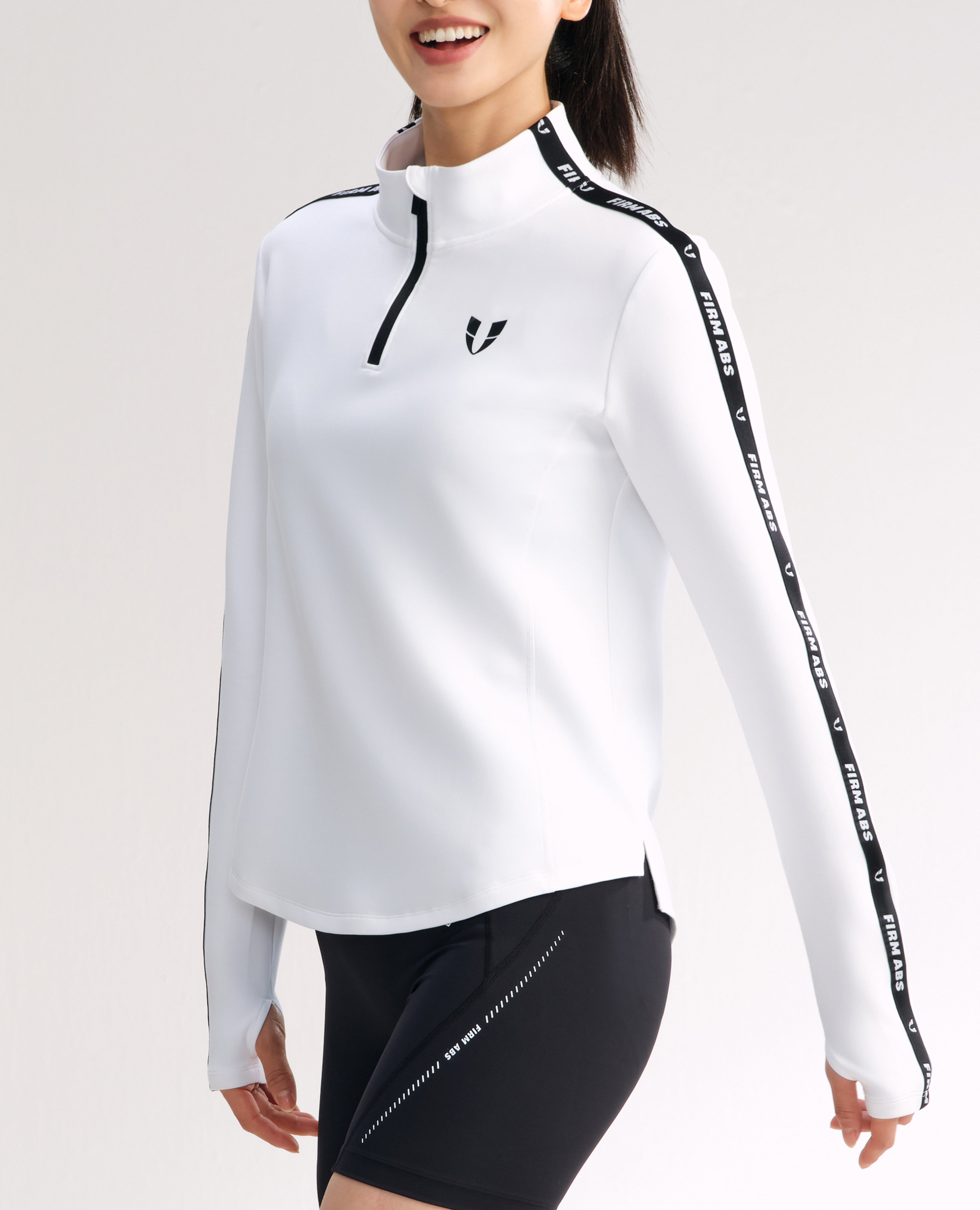 Athletic Half Zip Pullover Top - White