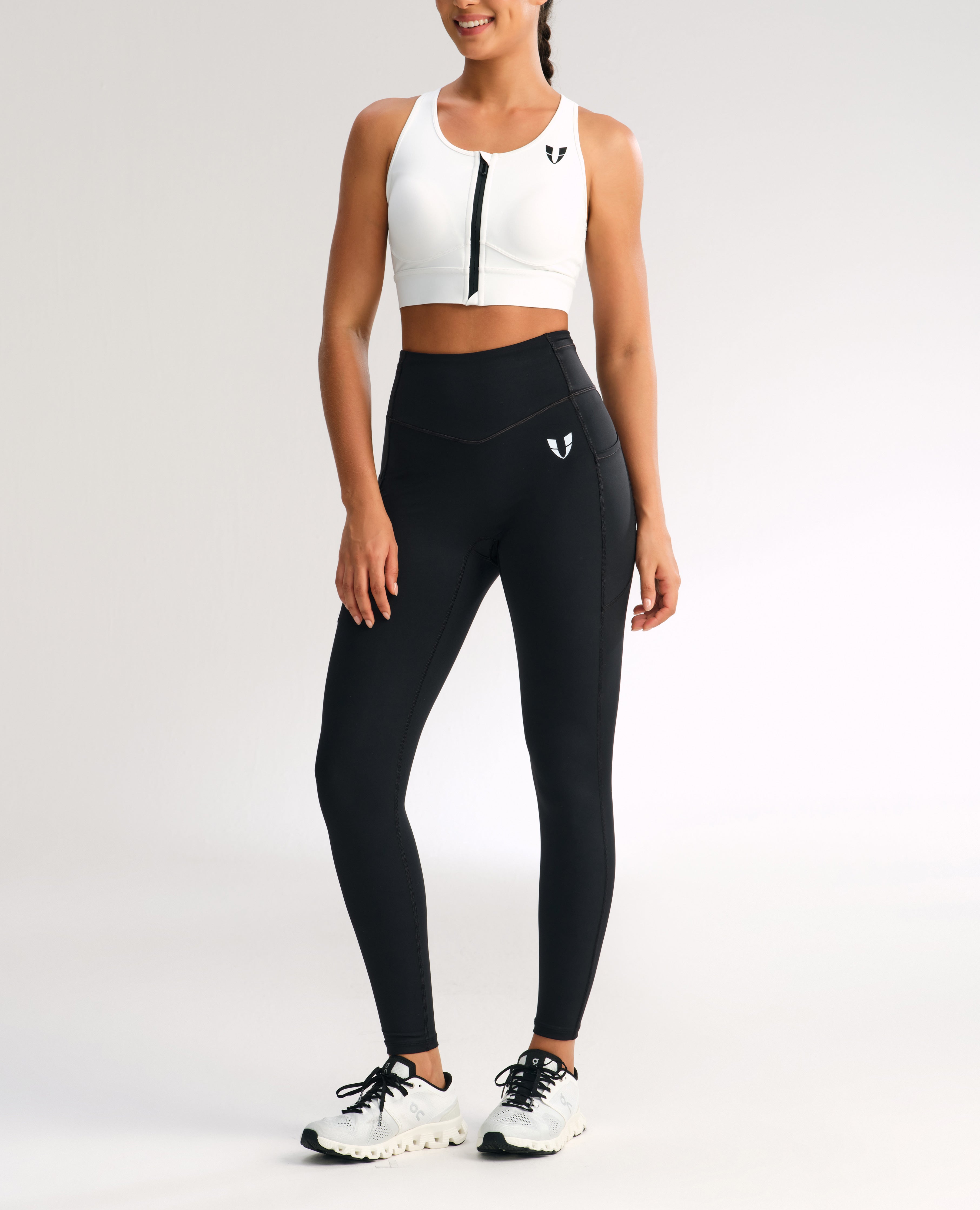 Zip Front High Support Sports Bra - White