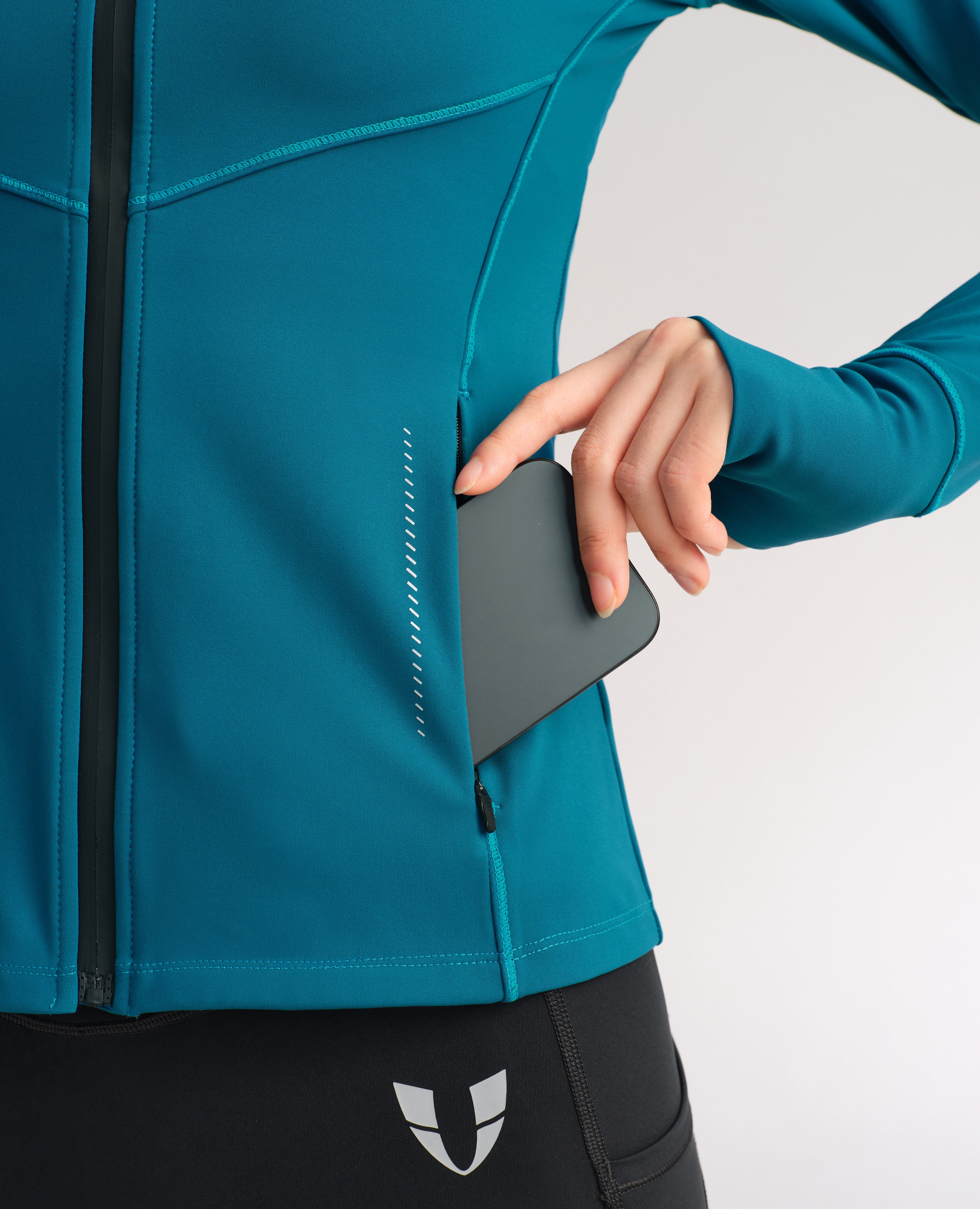 Slim Fit Thin Fleece Athletic Jacket - Peacock Blue