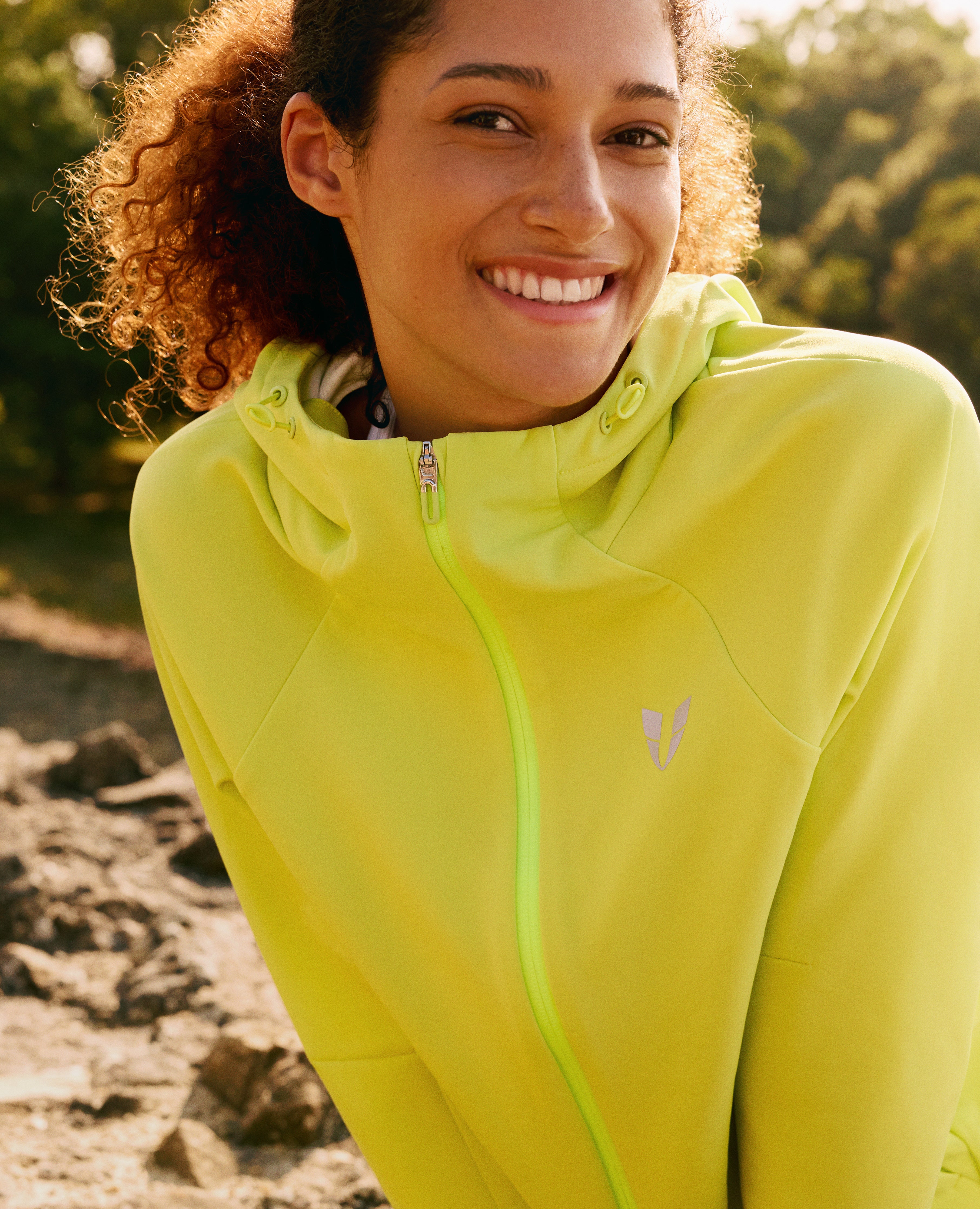 Water-Repellent Fleece Lined Zip Up Hoodie Jacket - Lemon Yellow