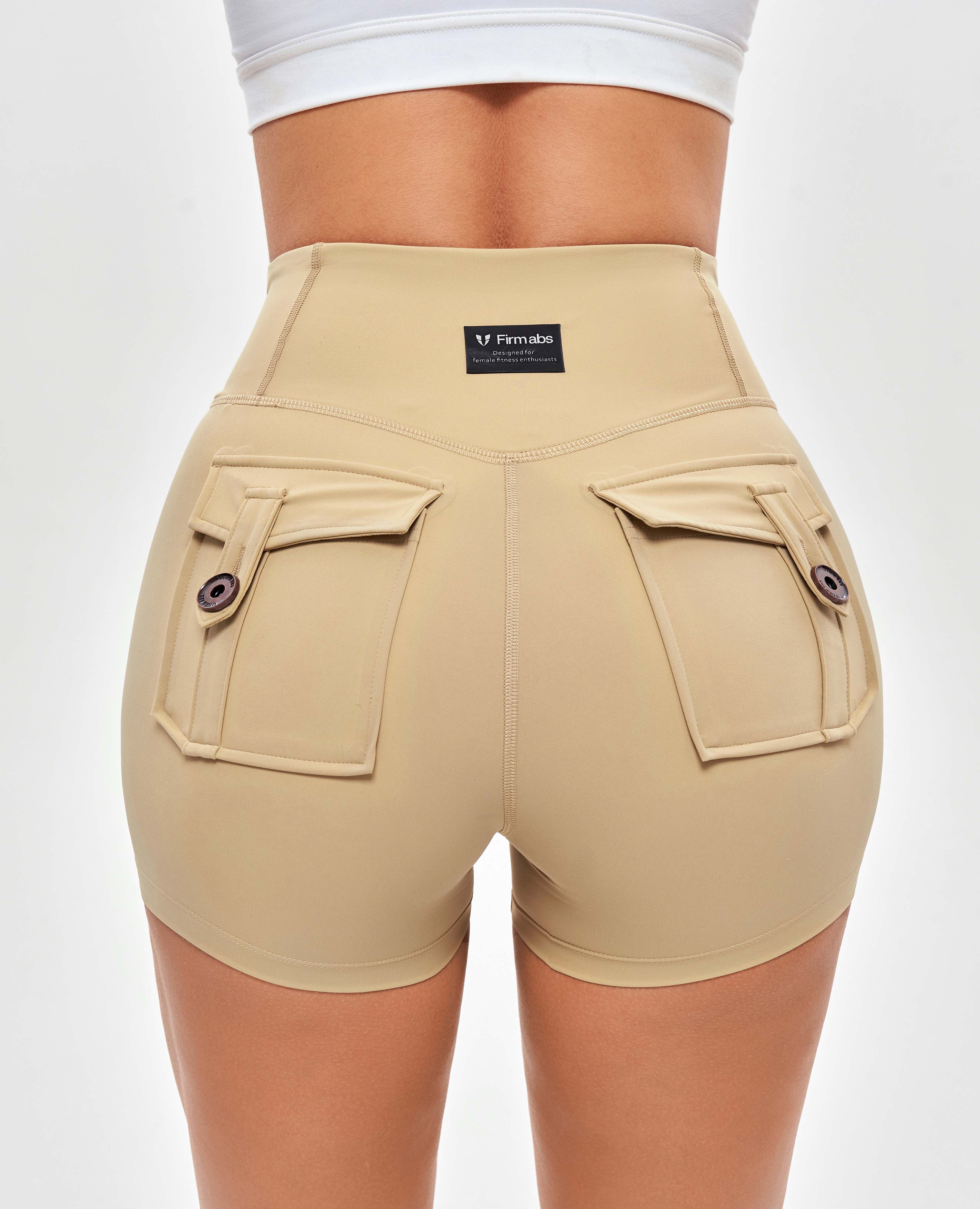 V-waist cargo short plus kaki jaune