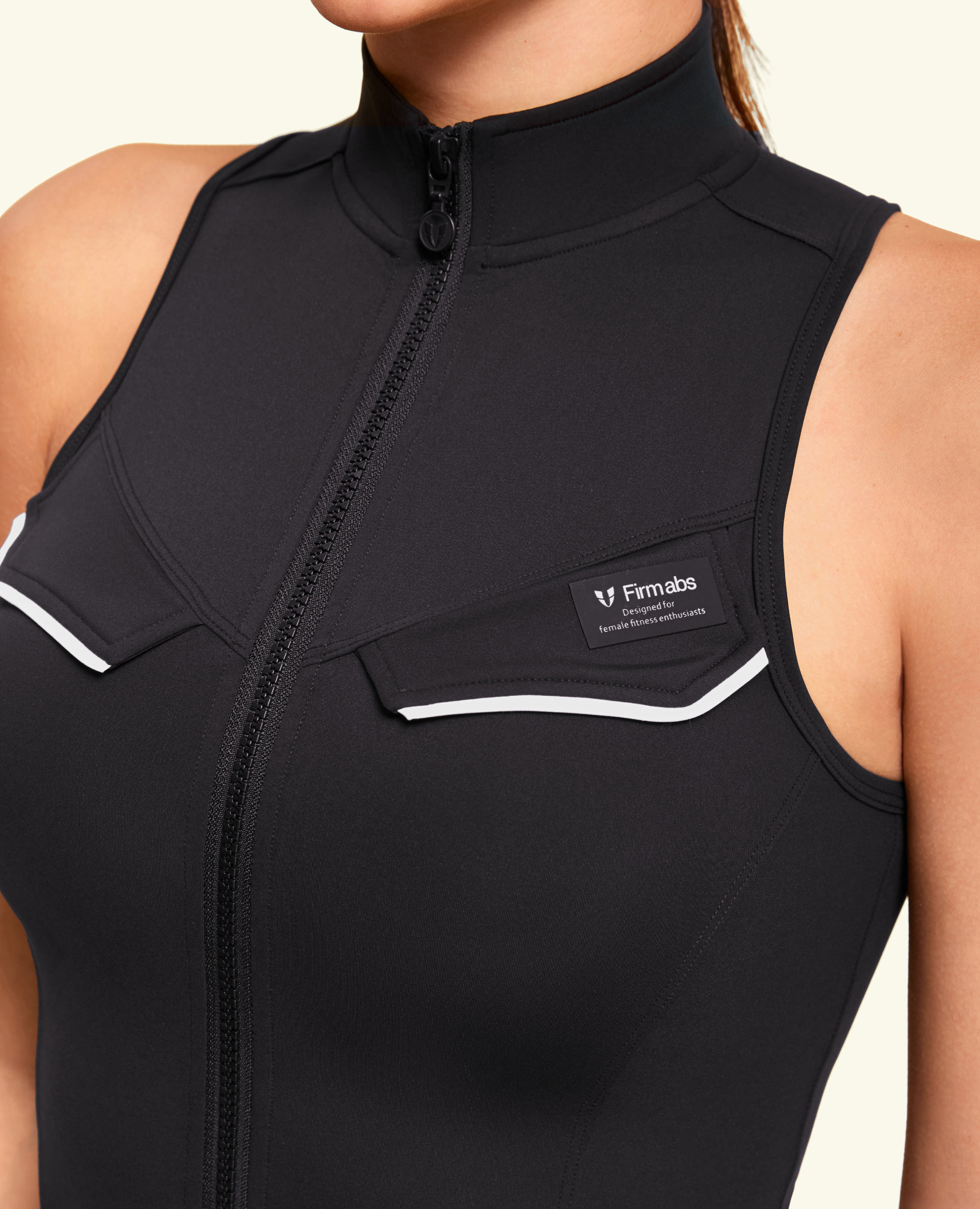 Cargo-Tanktop mit Stehkragen - Schwarz